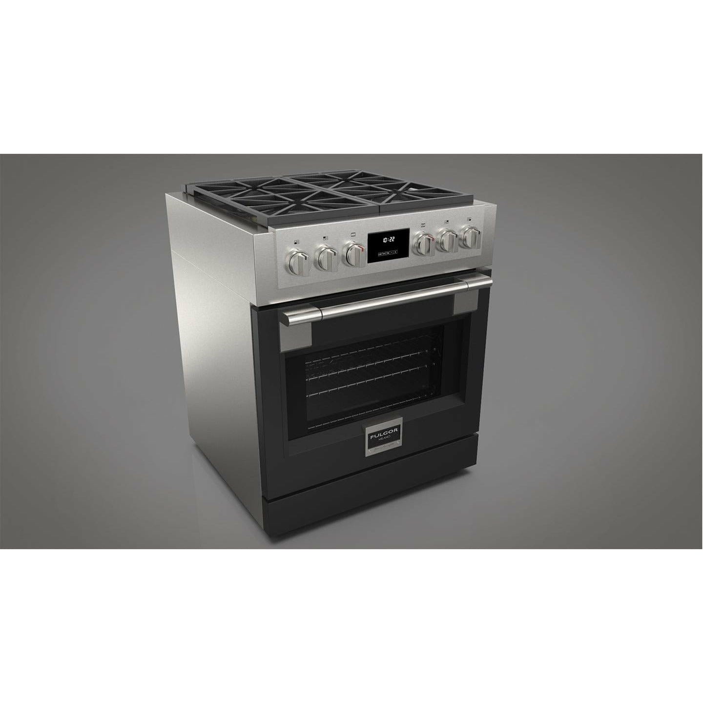 Fulgor Milano 30" Professional All Gas Range with 4 Dual-Flame Burners, 4.4 cu. ft. Capacity w/ Stainless Steel - F6PGR304S2 Ranges Luxury Appliances Direct