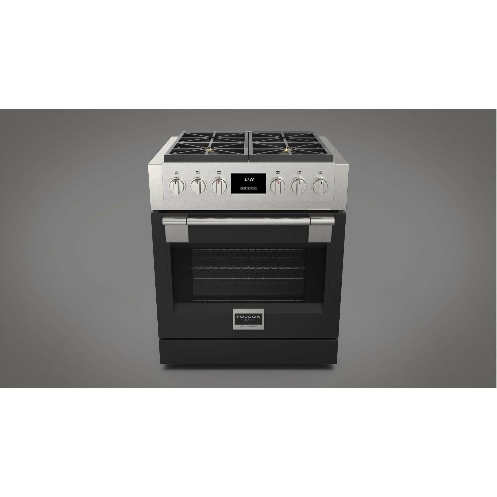 Fulgor Milano 30" Professional All Gas Range with 4 Dual-Flame Burners, 4.4 cu. ft. Capacity w/ Stainless Steel - F6PGR304S2 Ranges PDRKIT30MB Luxury Appliances Direct