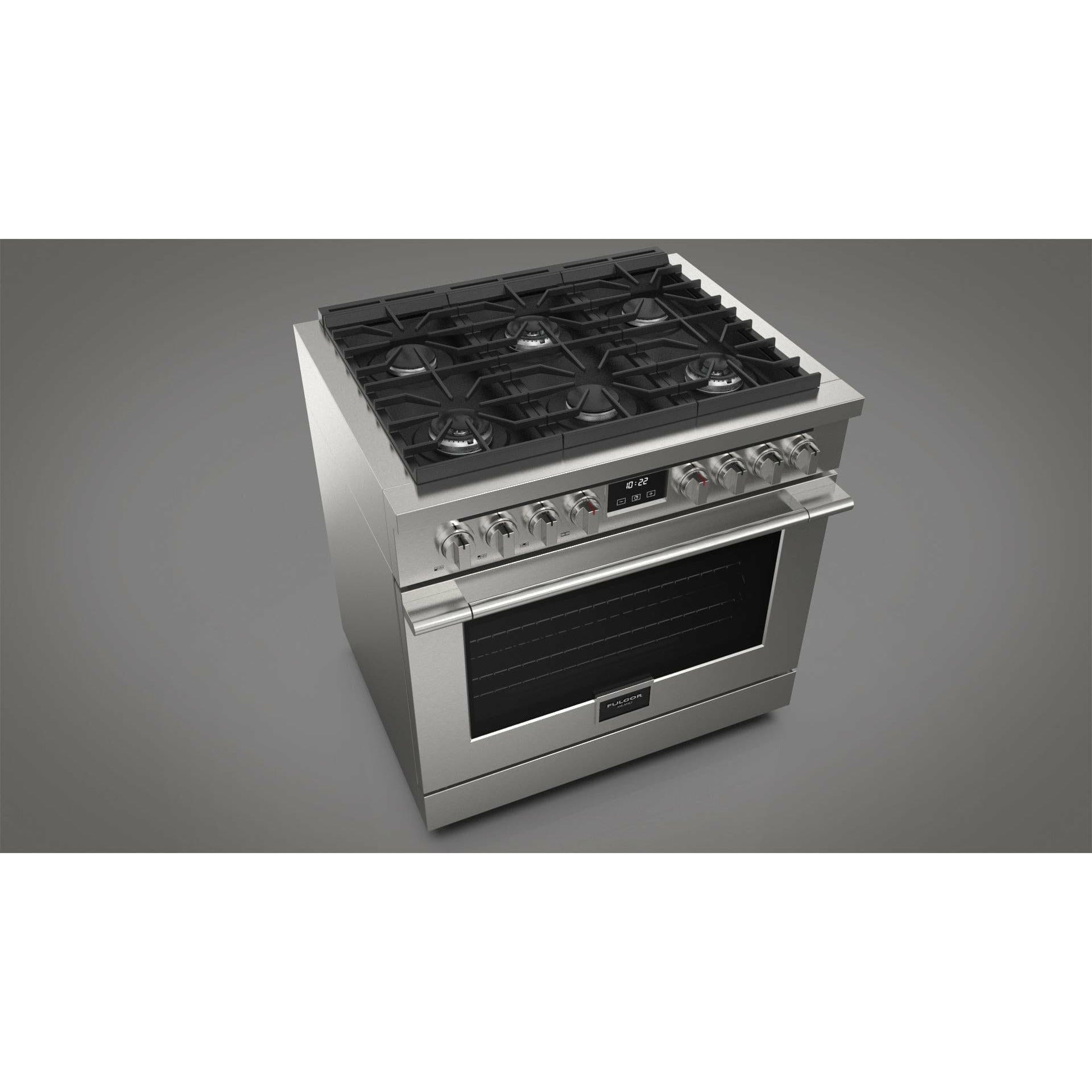 Fulgor Milano 36" Freestanding All Gas Range with 3 Duel Flame Burners, Stainless Steel - F4PGR366S2 Ranges Luxury Appliances Direct