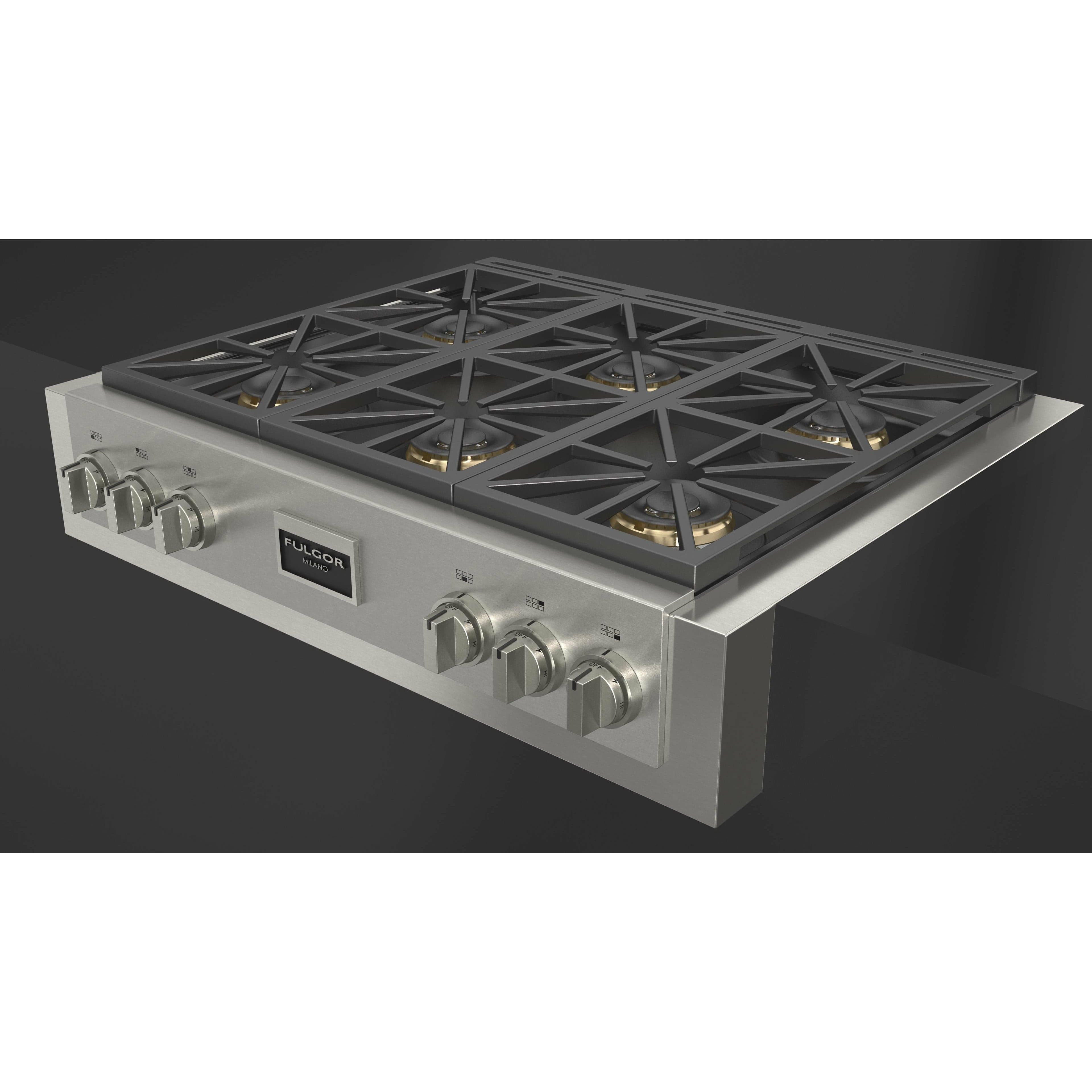 Fulgor Milano 36" Gas Rangetop with 6 Sealed Dual Flame 18,000 BTU Burners, Stainless Steel - F6GRT366S1 Rangetop F6GRT366S1 Luxury Appliances Direct