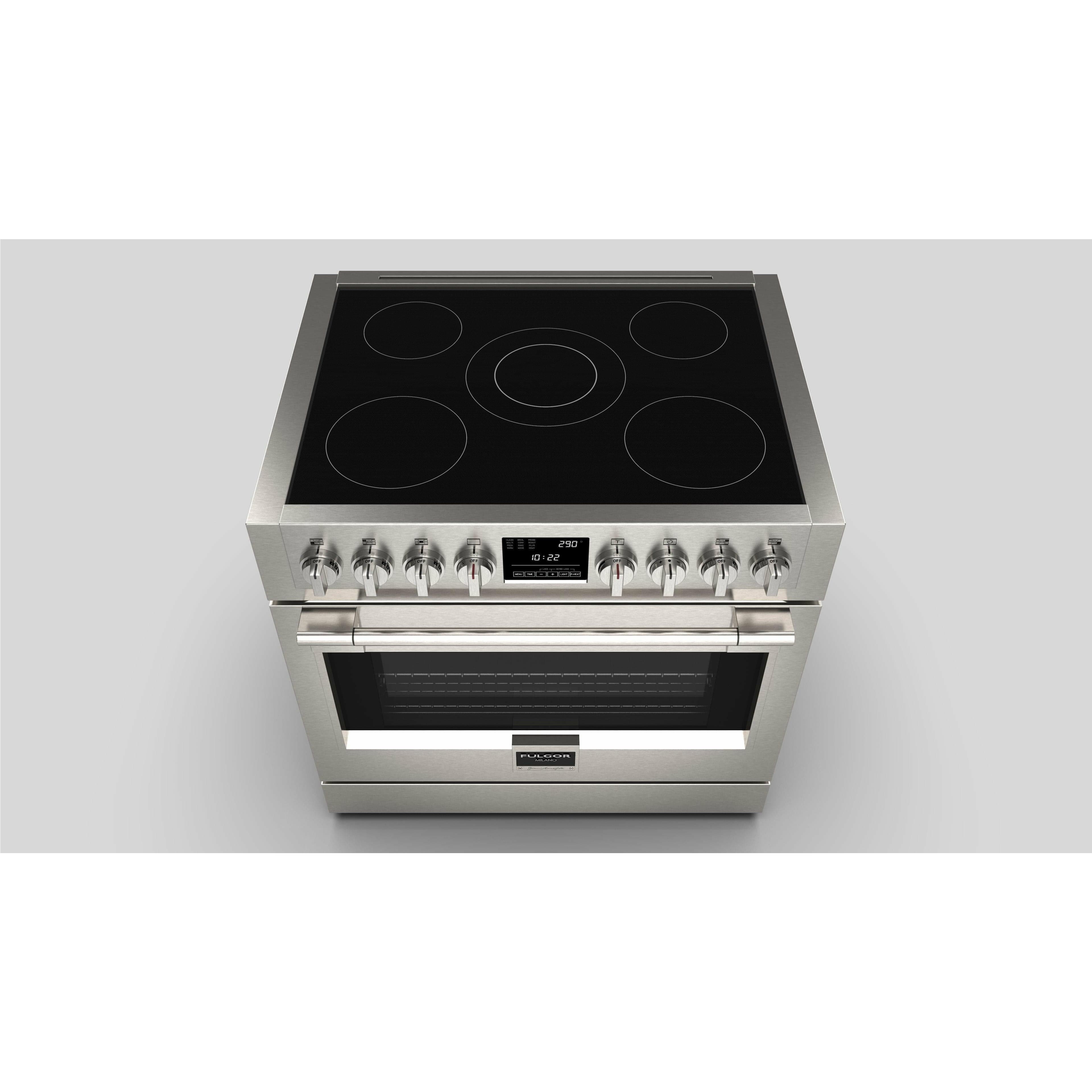 Fulgor Milano 36" Induction Freestanding Pro-Range with 5 Induction Zones, 5.7 Cu. Ft. Capacity - F6PIR365S1 Ranges Luxury Appliances Direct