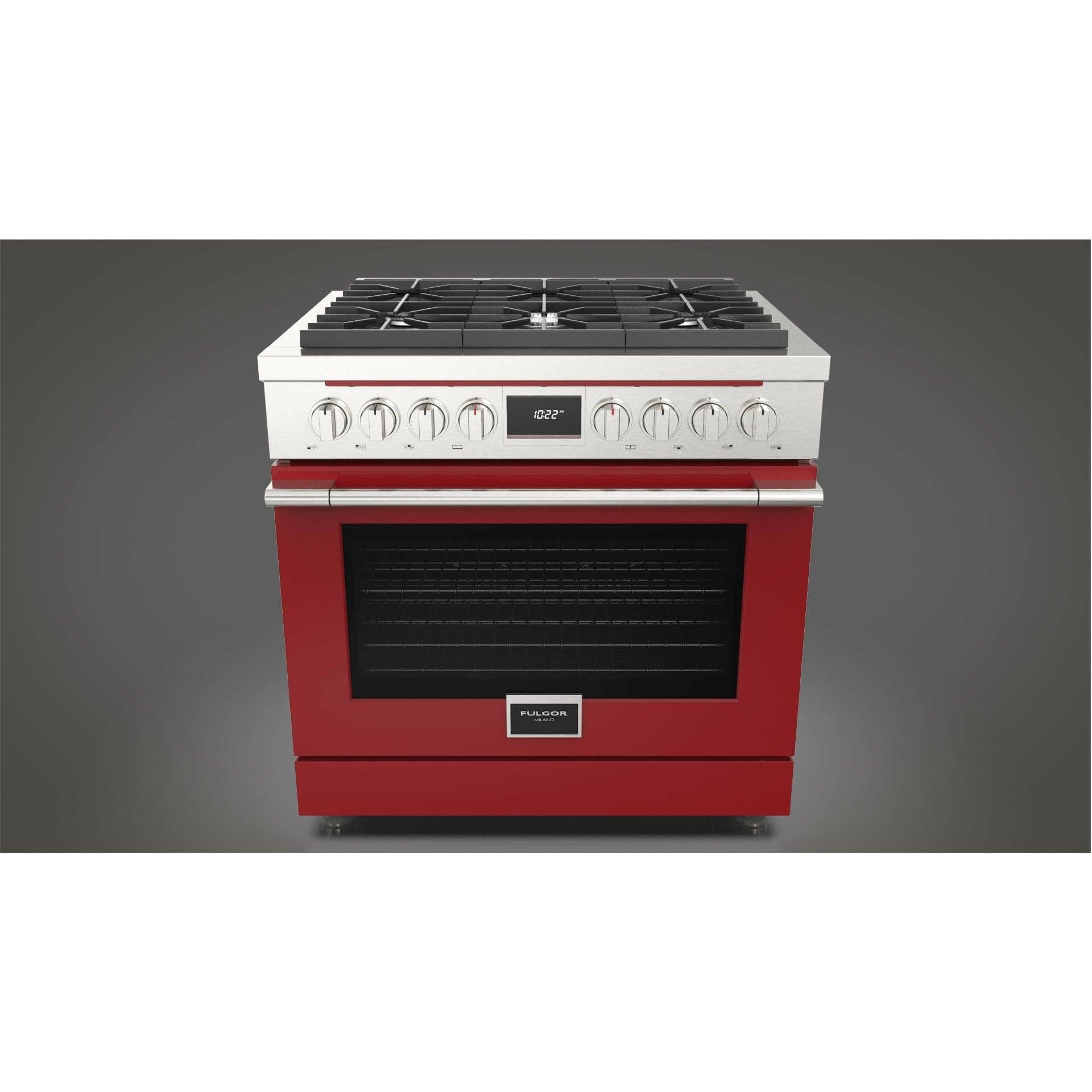 Fulgor Milano 36" Pro-Style Dual Fuel Range with 5.7 Cu. Ft. Capacity, Stainless Steel - F4PDF366S1 Ranges ACDKIT36RD Luxury Appliances Direct