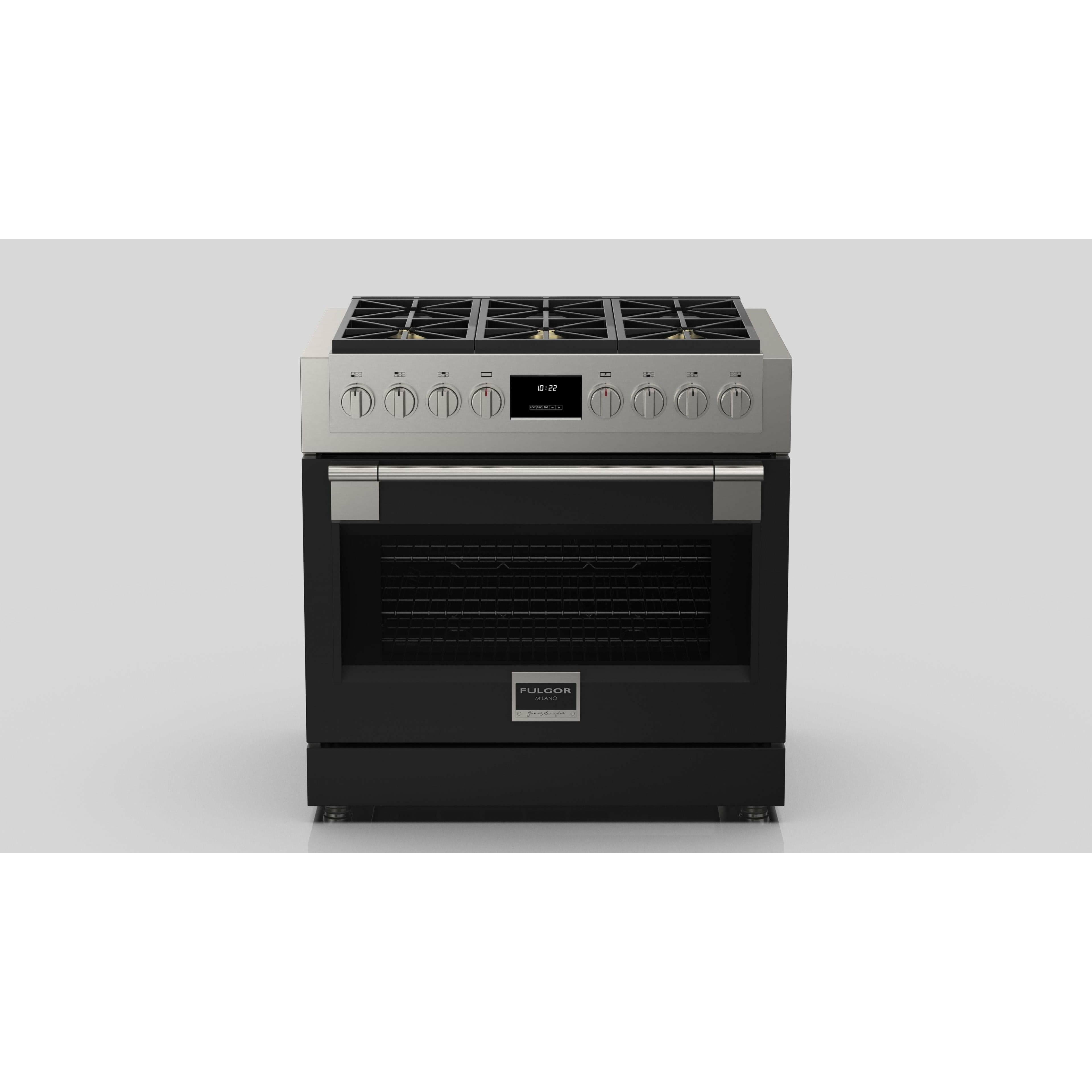 Fulgor Milano 36" Professional Gas Range with 6 Dual-Flame Burners, 5.7 cu. ft. Capacity, Stainless Steel - F6PGR366S2 Ranges F6PGR366S2 +PDRKIT36MB Luxury Appliances Direct