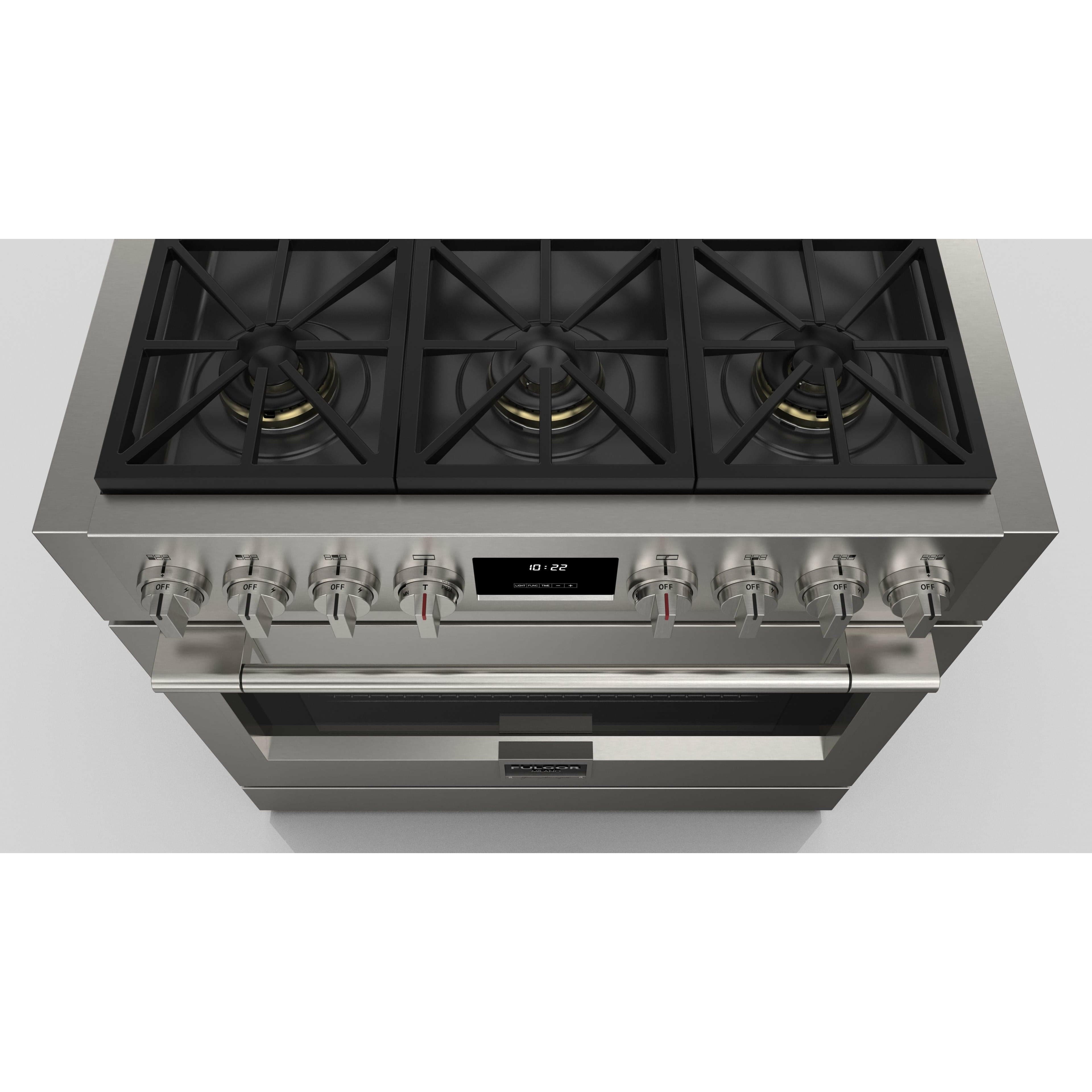Fulgor Milano 36" Professional Gas Range with 6 Dual-Flame Burners, 5.7 cu. ft. Capacity, Stainless Steel - F6PGR366S2 Ranges Luxury Appliances Direct