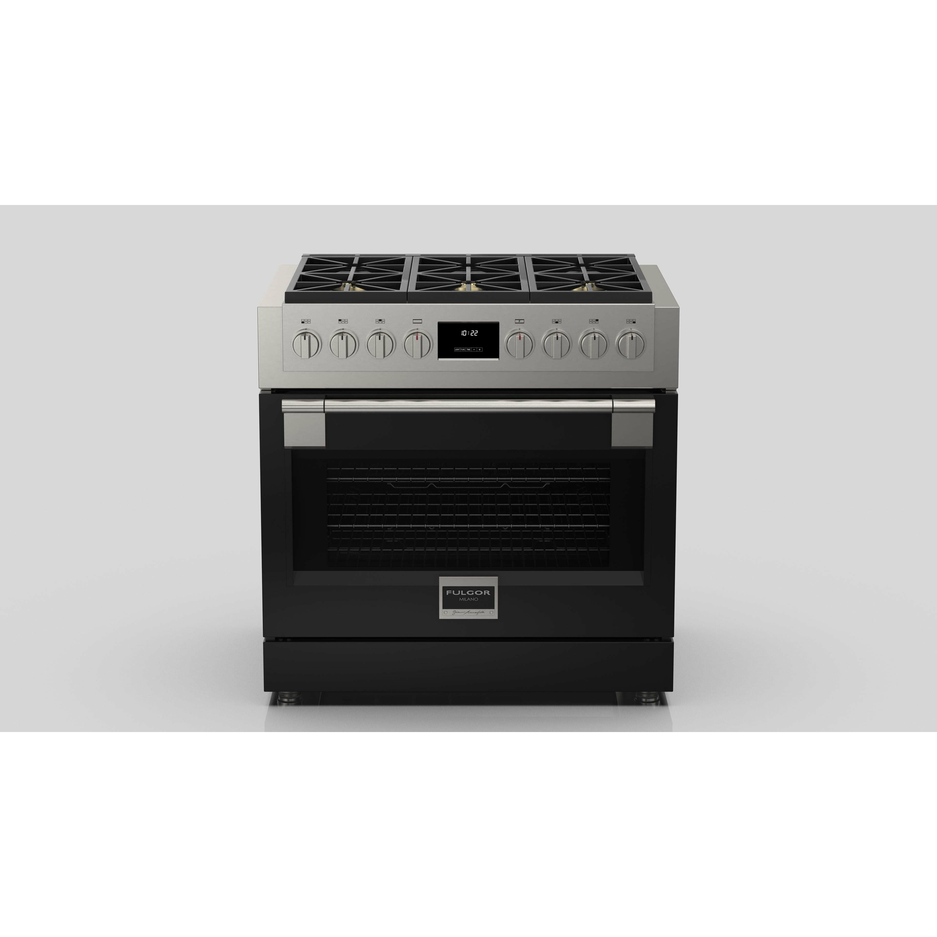 Fulgor Milano 36" Professional Gas Range with 6 Dual-Flame Burners, 5.7 cu. ft. Capacity, Stainless Steel - F6PGR366S2 Ranges PDRKIT36BK Luxury Appliances Direct