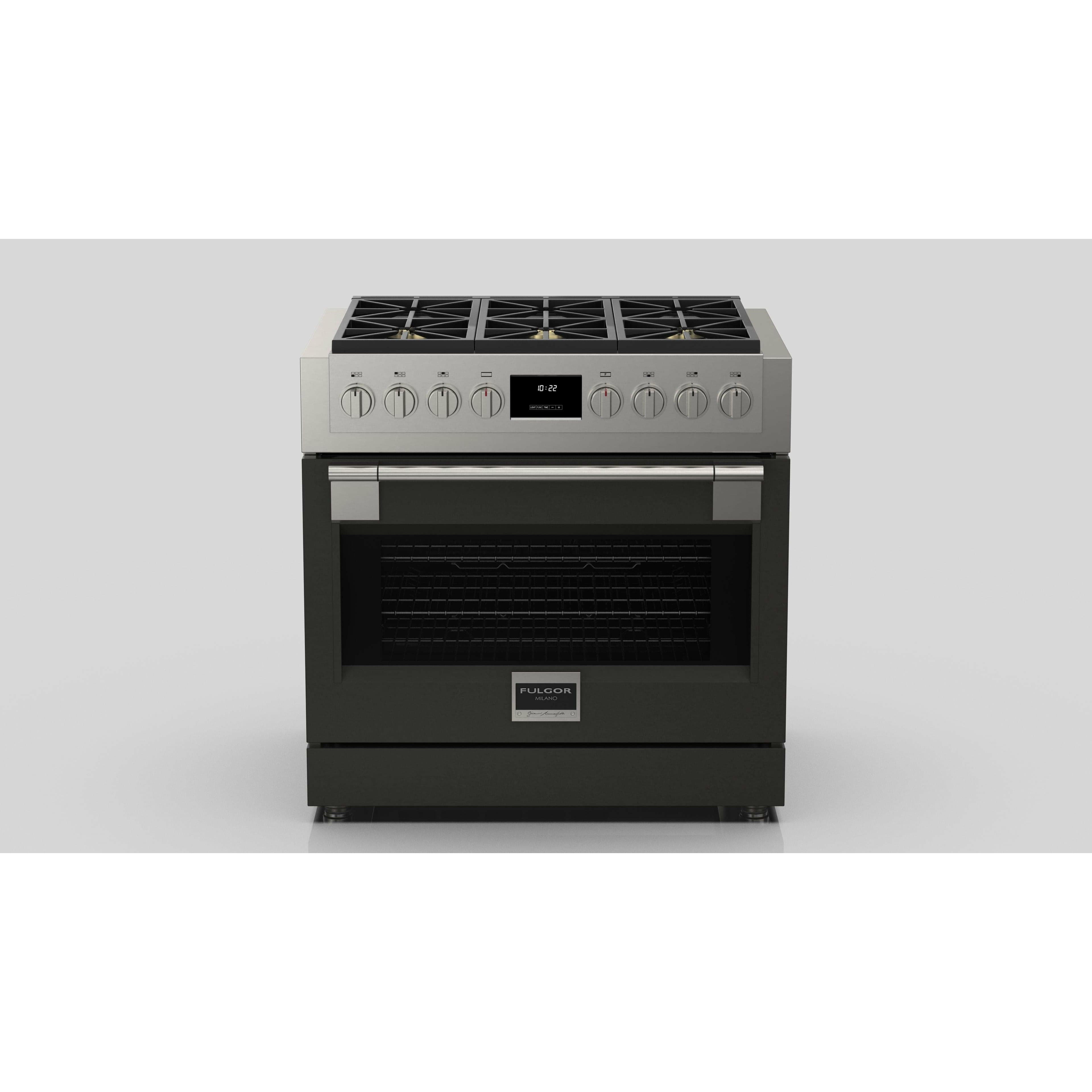 Fulgor Milano 36" Professional Gas Range with 6 Dual-Flame Burners, 5.7 cu. ft. Capacity, Stainless Steel - F6PGR366S2 Ranges PDRKIT36MG Luxury Appliances Direct