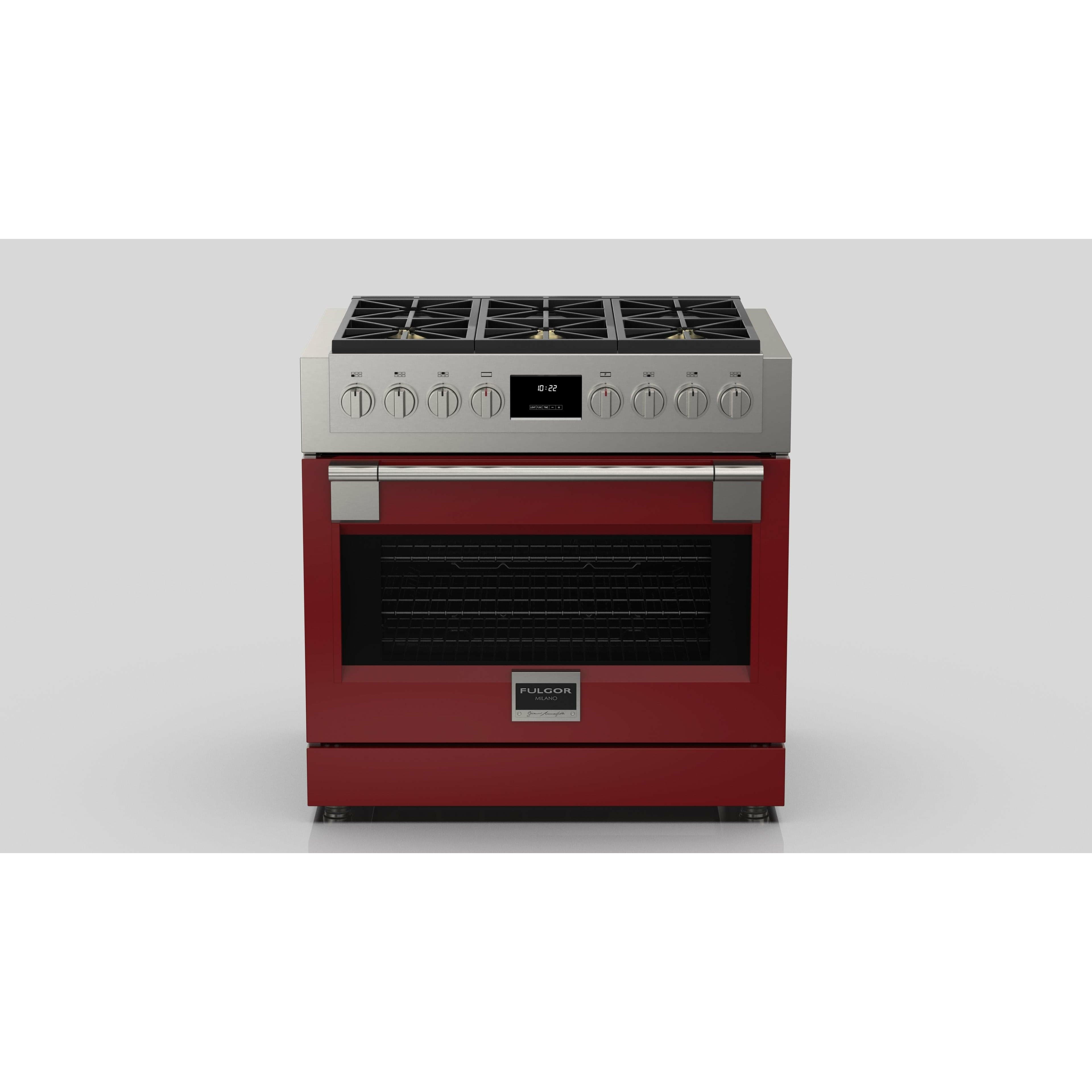 Fulgor Milano 36" Professional Gas Range with 6 Dual-Flame Burners, 5.7 cu. ft. Capacity, Stainless Steel - F6PGR366S2 Ranges PDRKIT36RD Luxury Appliances Direct