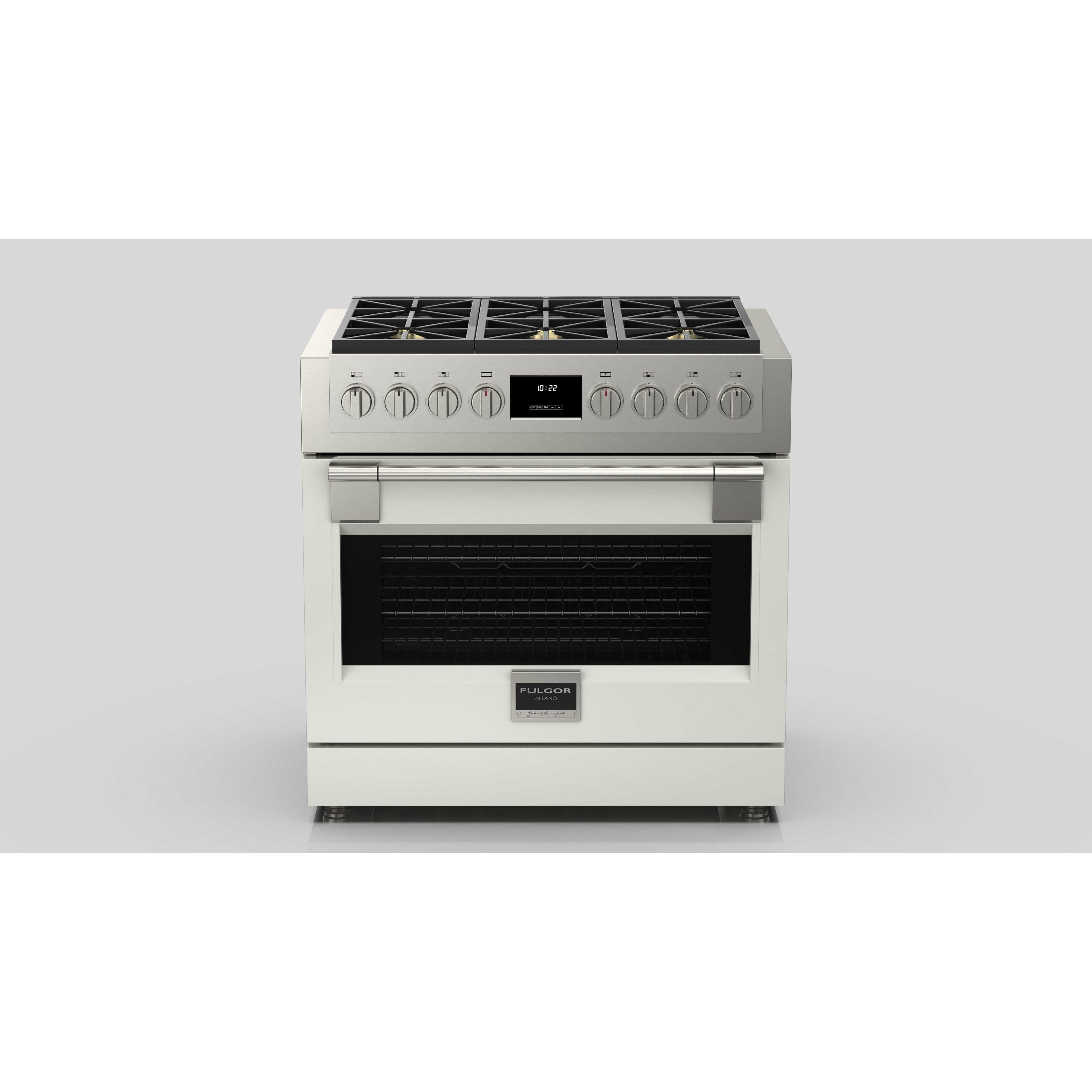 Fulgor Milano 36" Professional Gas Range with 6 Dual-Flame Burners, 5.7 cu. ft. Capacity, Stainless Steel - F6PGR366S2 Ranges PDRKIT36WH Luxury Appliances Direct
