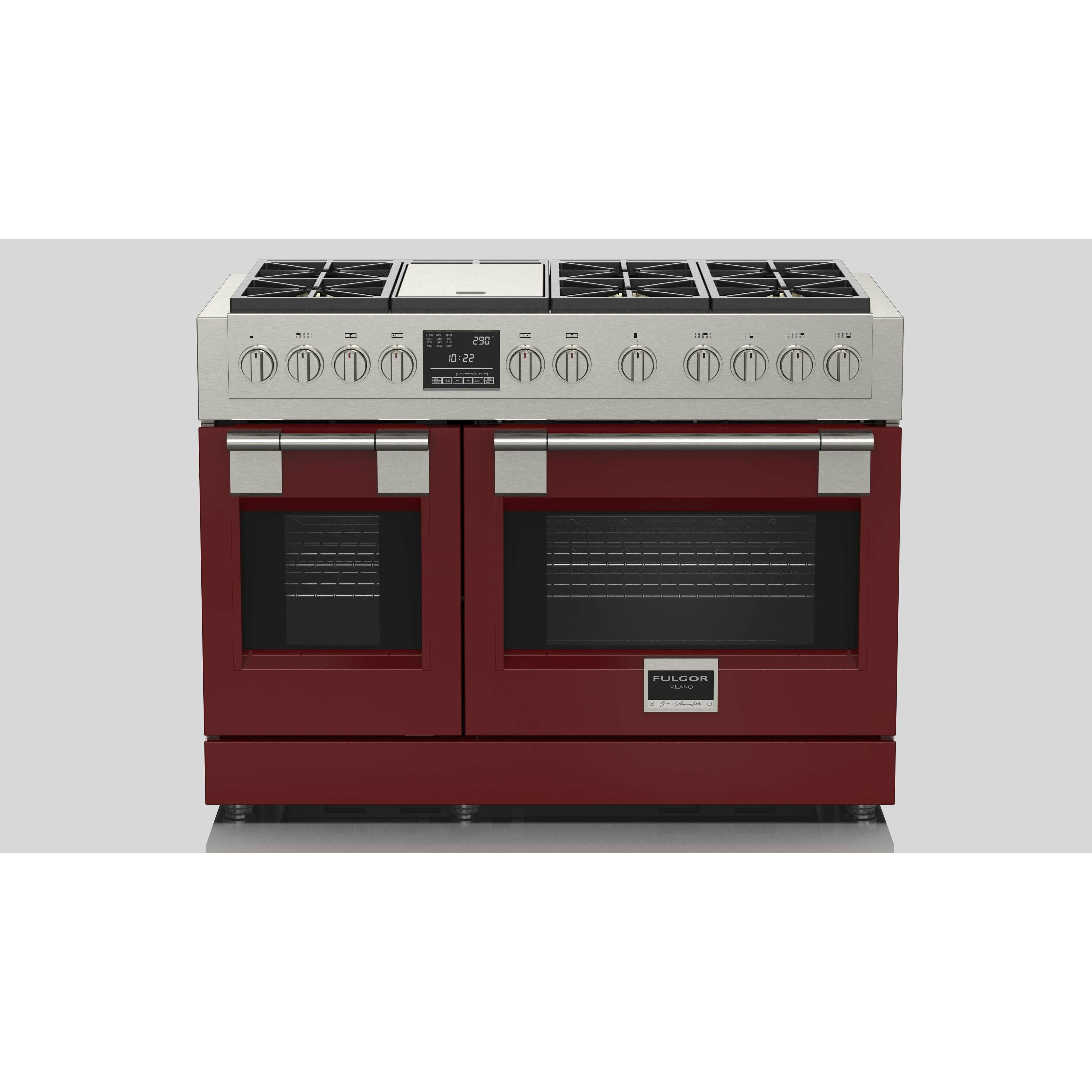 Fulgor Milano 48" Dual Fuel Professional Range with 6 Dual Flame Burners,  6.5 Cu. Ft. Total Capacity Stainless Steel - F6PDF486GS1 Ranges PDRKIT48RD Luxury Appliances Direct