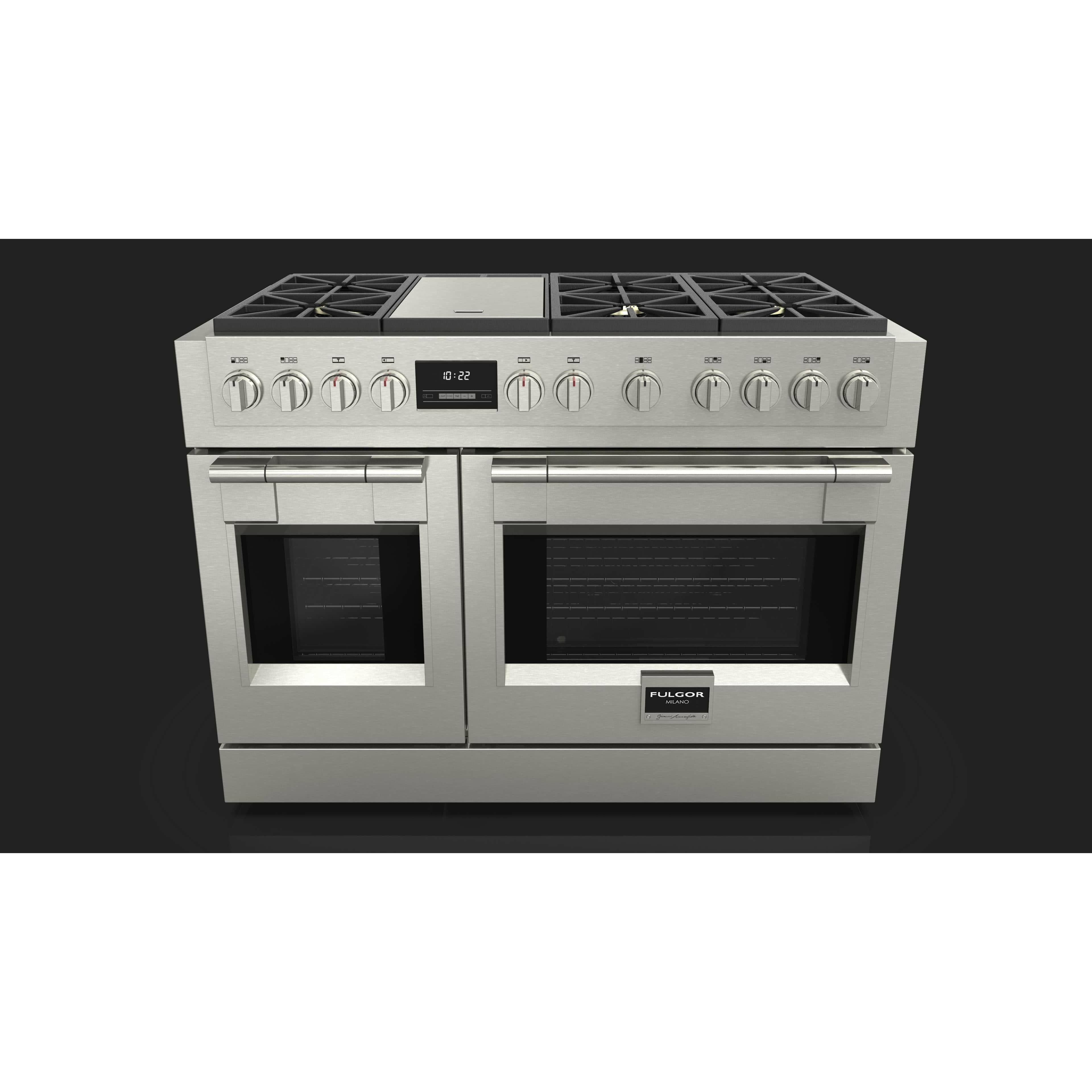 Fulgor Milano 48" Freestanding Professional All Gas Range with 6 Dual Flame Sealed Burners, Stainless Steel - F6PGR486GS2 I Luxury Appliances Direct