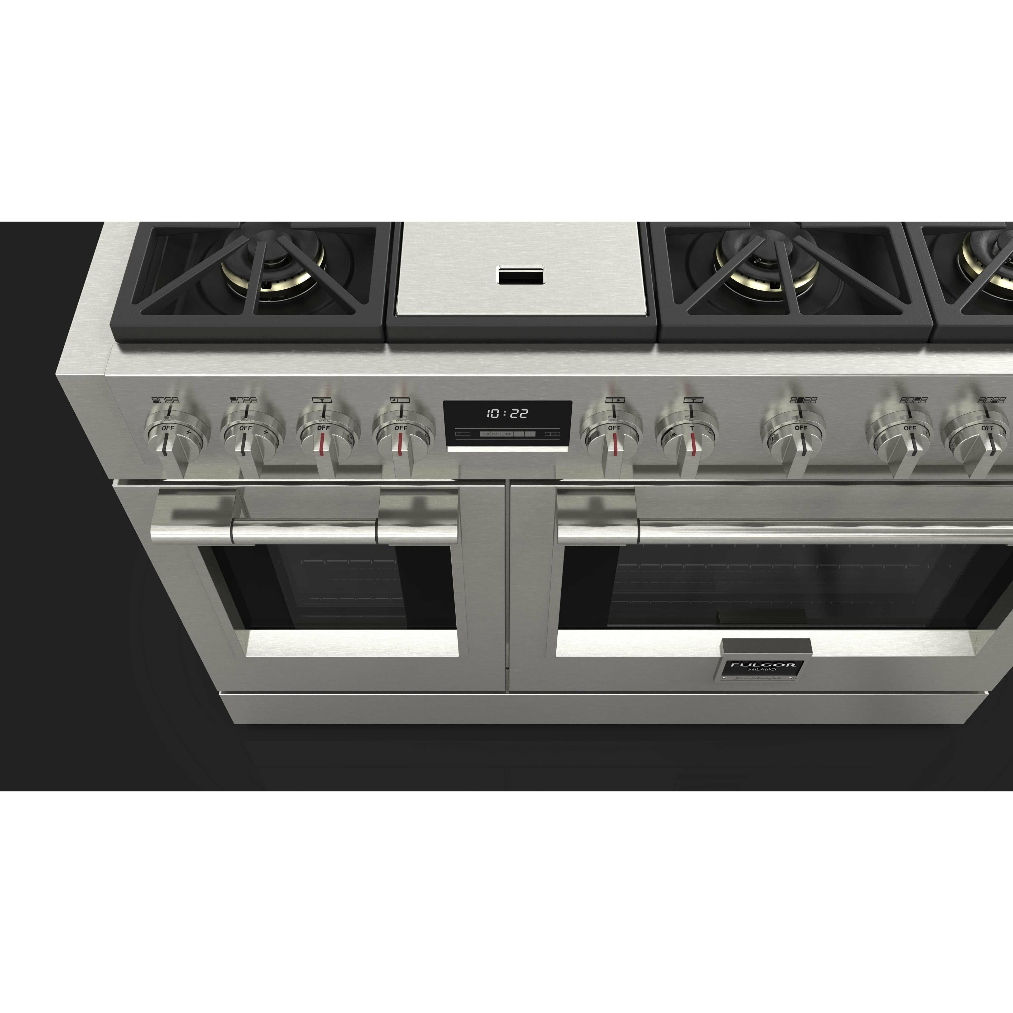 Fulgor Milano 48" Freestanding Professional All Gas Range with 6 Dual Flame Sealed Burners, Stainless Steel - F6PGR486GS2 I Luxury Appliances Direct