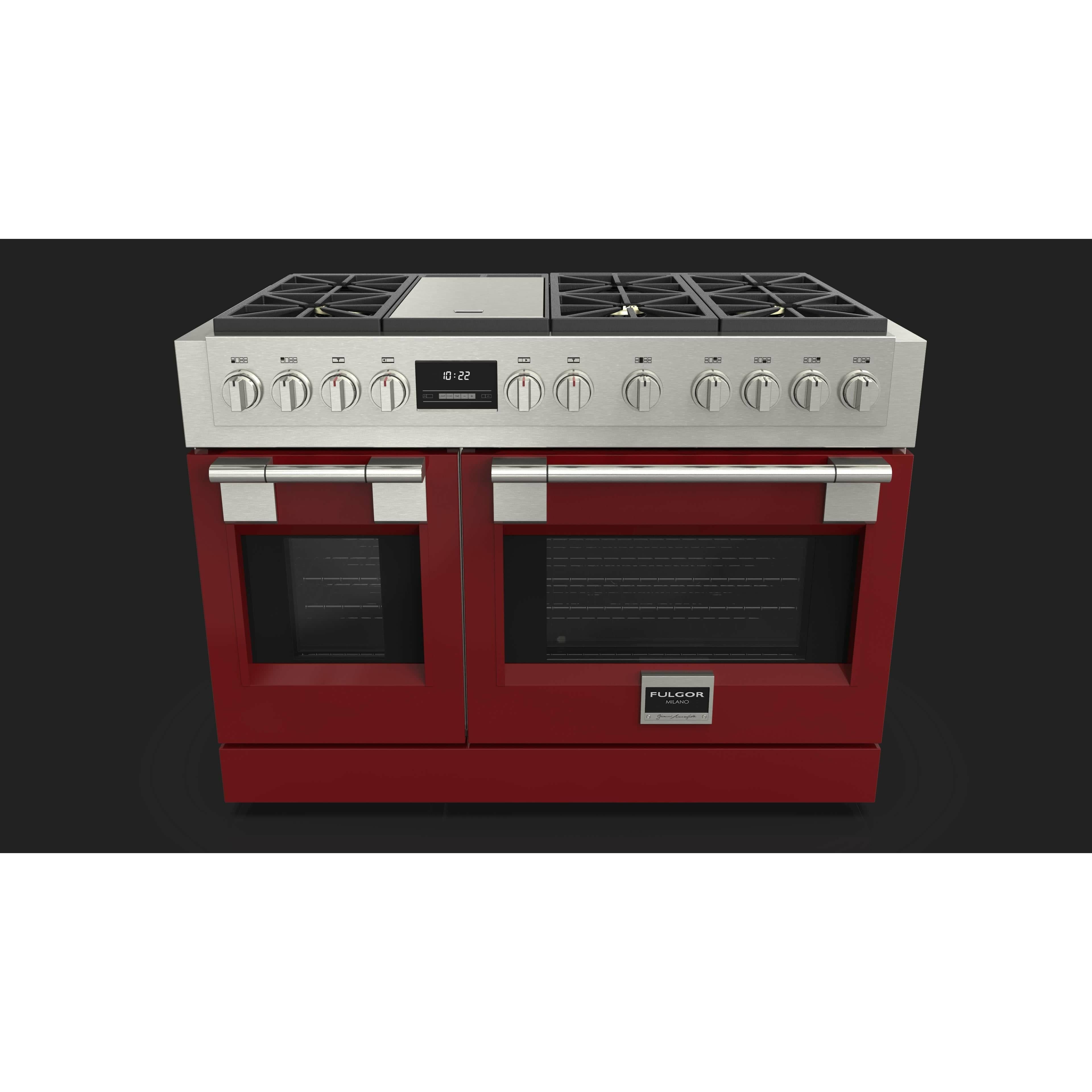 Fulgor Milano 48" Freestanding Professional All Gas Range with 6 Dual Flame Sealed Burners, Stainless Steel - F6PGR486GS2 I Luxury Appliances Direct