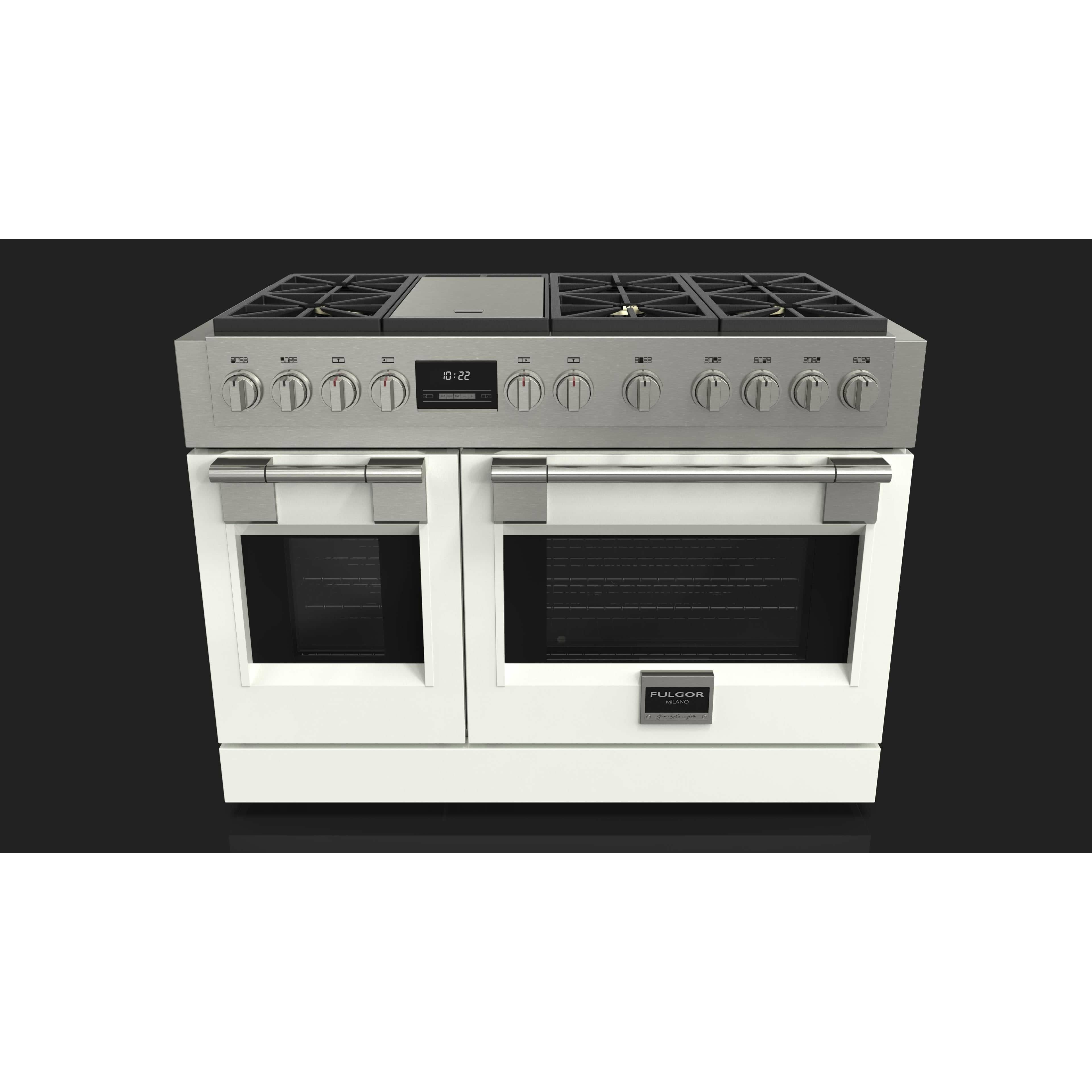 Fulgor Milano 48" Freestanding Professional All Gas Range with 6 Dual Flame Sealed Burners, Stainless Steel - F6PGR486GS2 I Luxury Appliances Direct