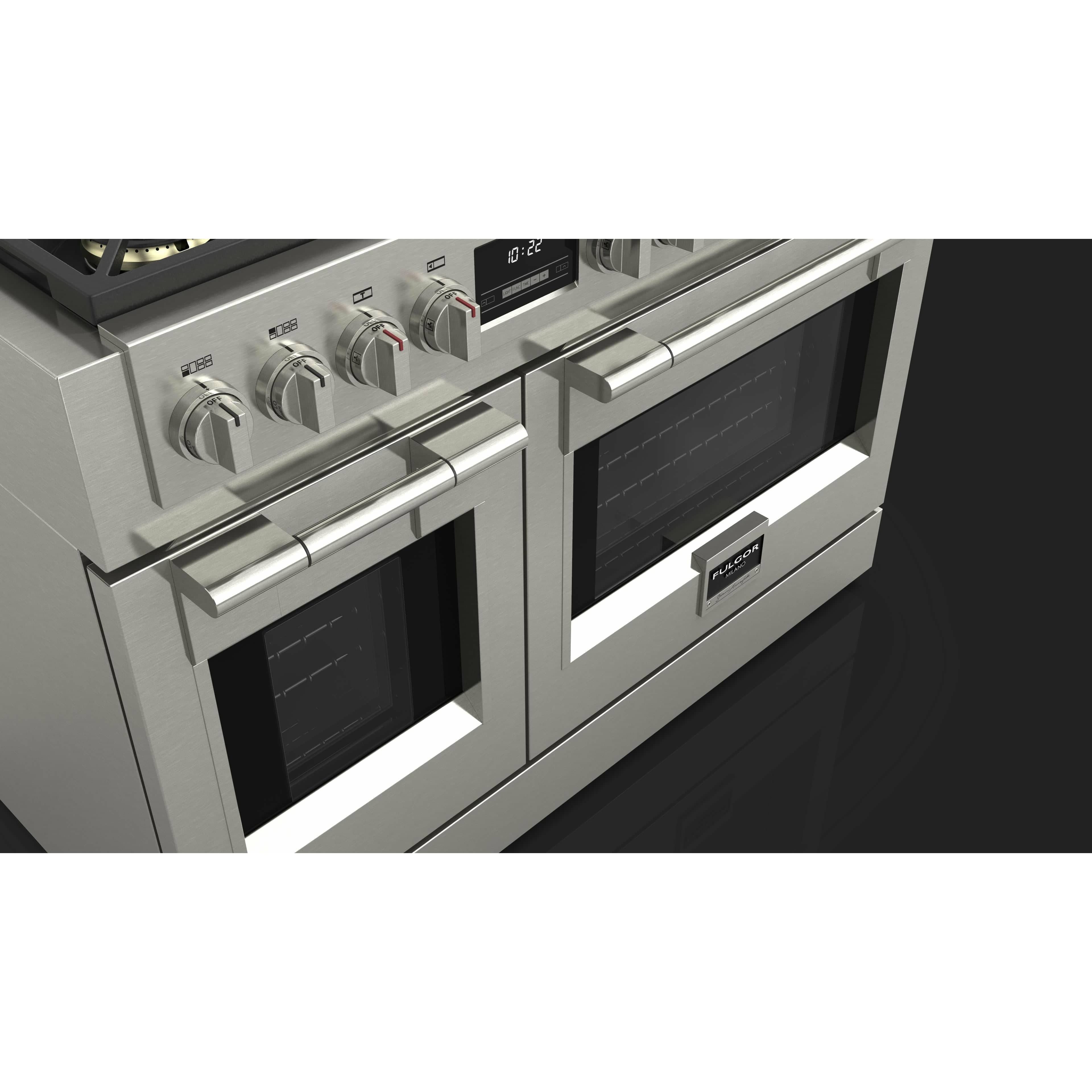 Fulgor Milano 48" Freestanding Professional All Gas Range with 6 Dual Flame Sealed Burners, Stainless Steel - F6PGR486GS2 I Luxury Appliances Direct