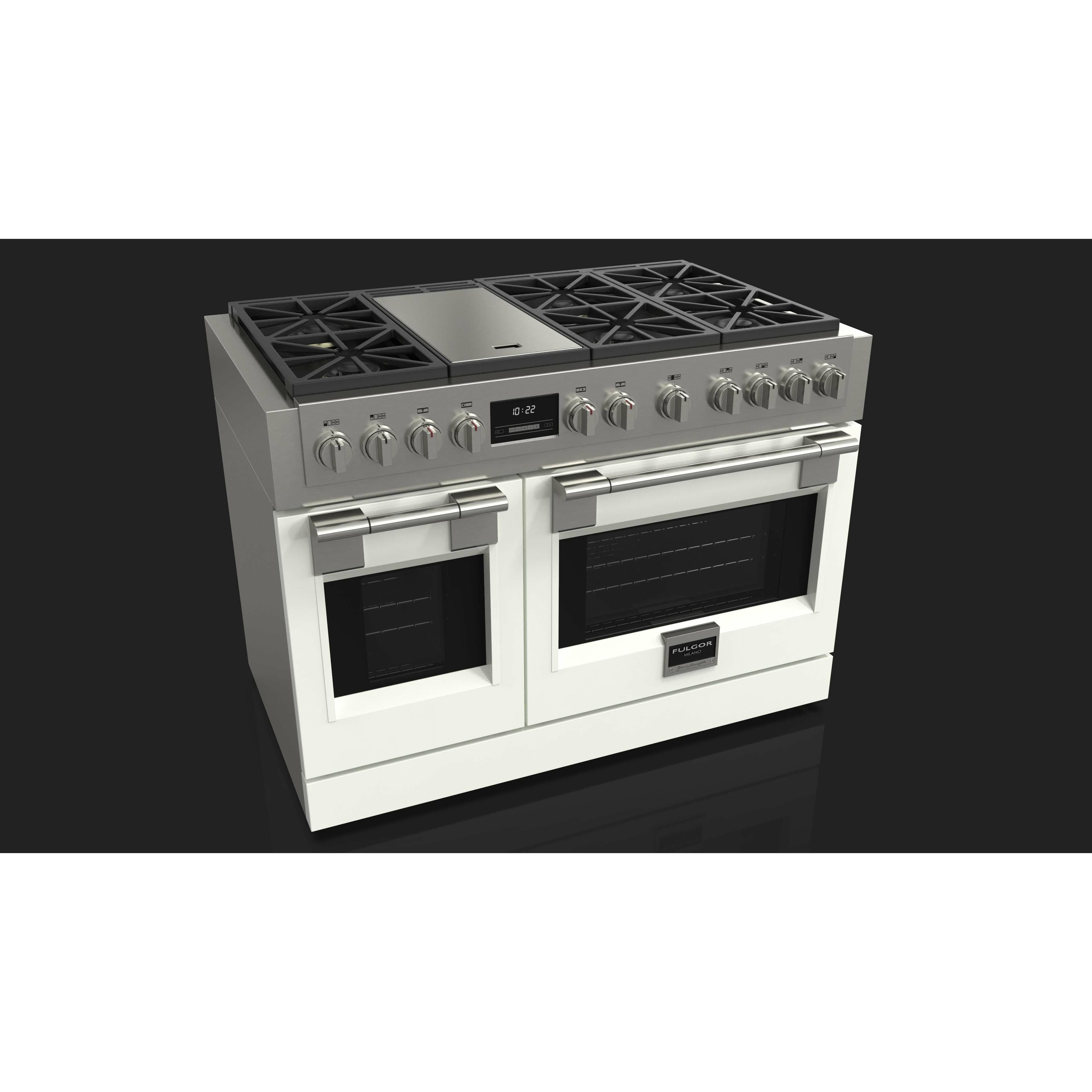 Fulgor Milano 48" Freestanding Professional All Gas Range with 6 Dual Flame Sealed Burners, Stainless Steel - F6PGR486GS2 Ranges PDRKIT48WH Luxury Appliances Direct