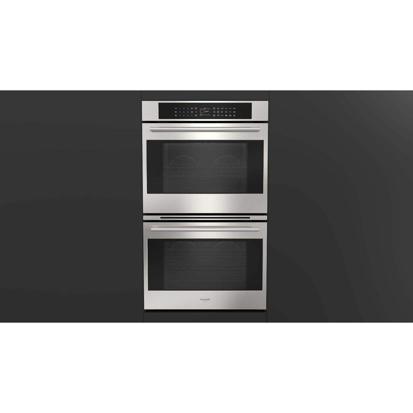 Fulgor Milano Package 30" Electric Double Wall Oven, 36" French Door Refrigerator, 30" Cooktop, 30" Wall Mount Hood and 24" Built-In Dishwasher Wall Oven F7DP301F6FBM36S2 Luxury Appliances Direct