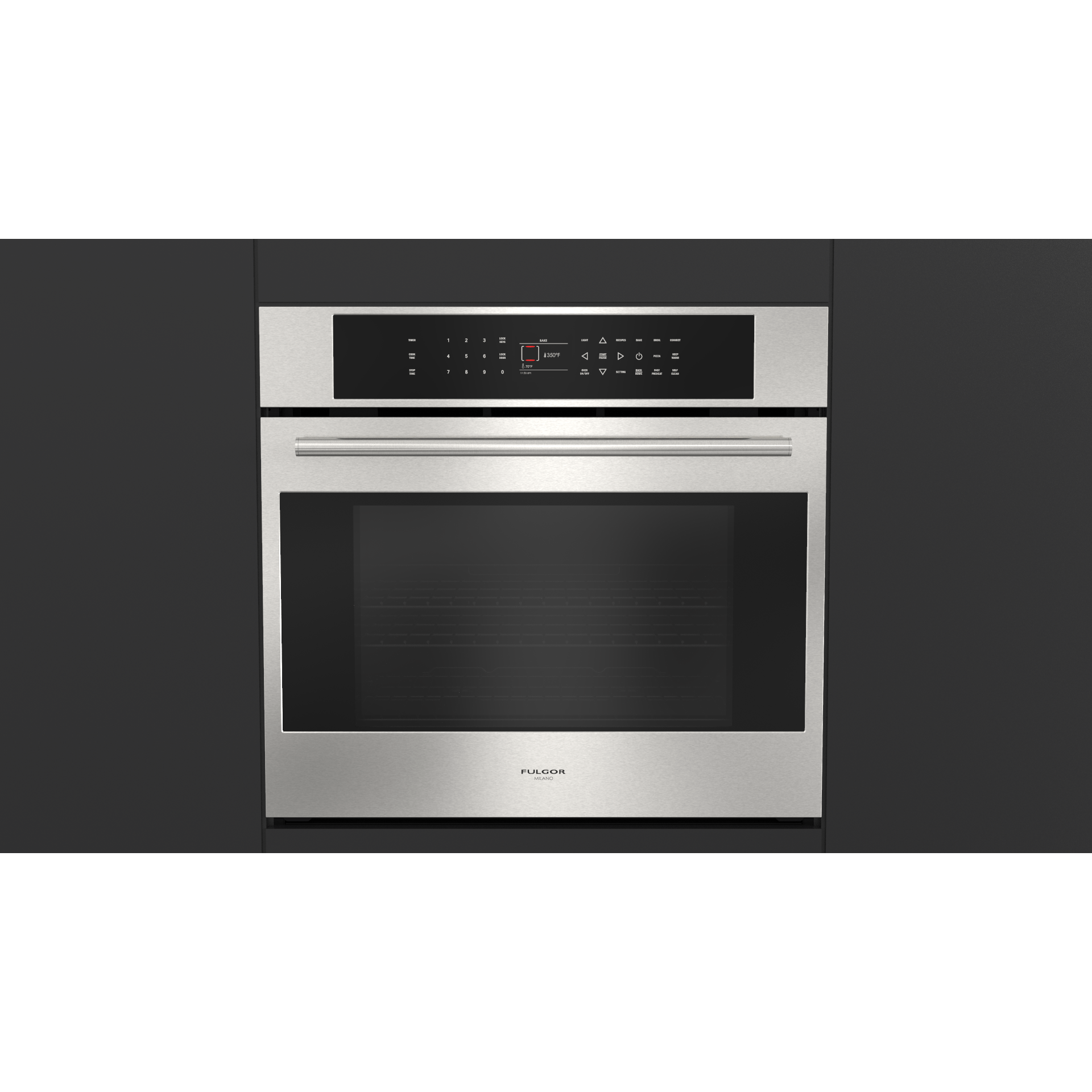 Fulgor Milano Package 30" Electric Wall Oven, 36" French Door Refrigerator, 30" Induction Cooktop, 30" Wall Mount Range Hood and 24" Built-In Dishwasher Wall Oven F7SP30S1F6FBM36S2 Luxury Appliances Direct