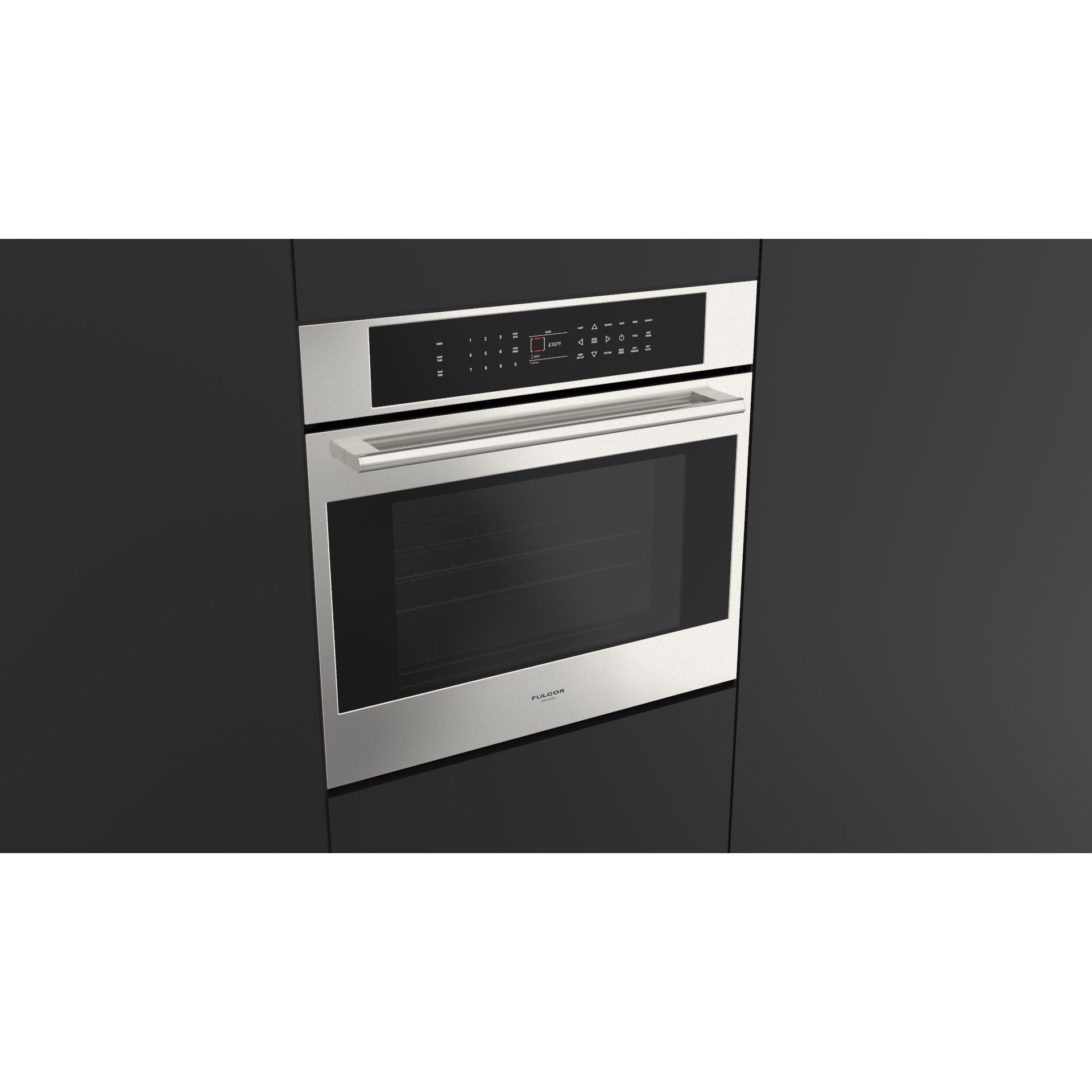 Fulgor Milano Package 30" Electric Wall Oven, 36" French Door Refrigerator, 36" Induction Cooktop,  36" Wall Mount Range Hood and 24" Built-In Dishwasher Wall Oven F7SP30S1F7IT36S1 Luxury Appliances Direct