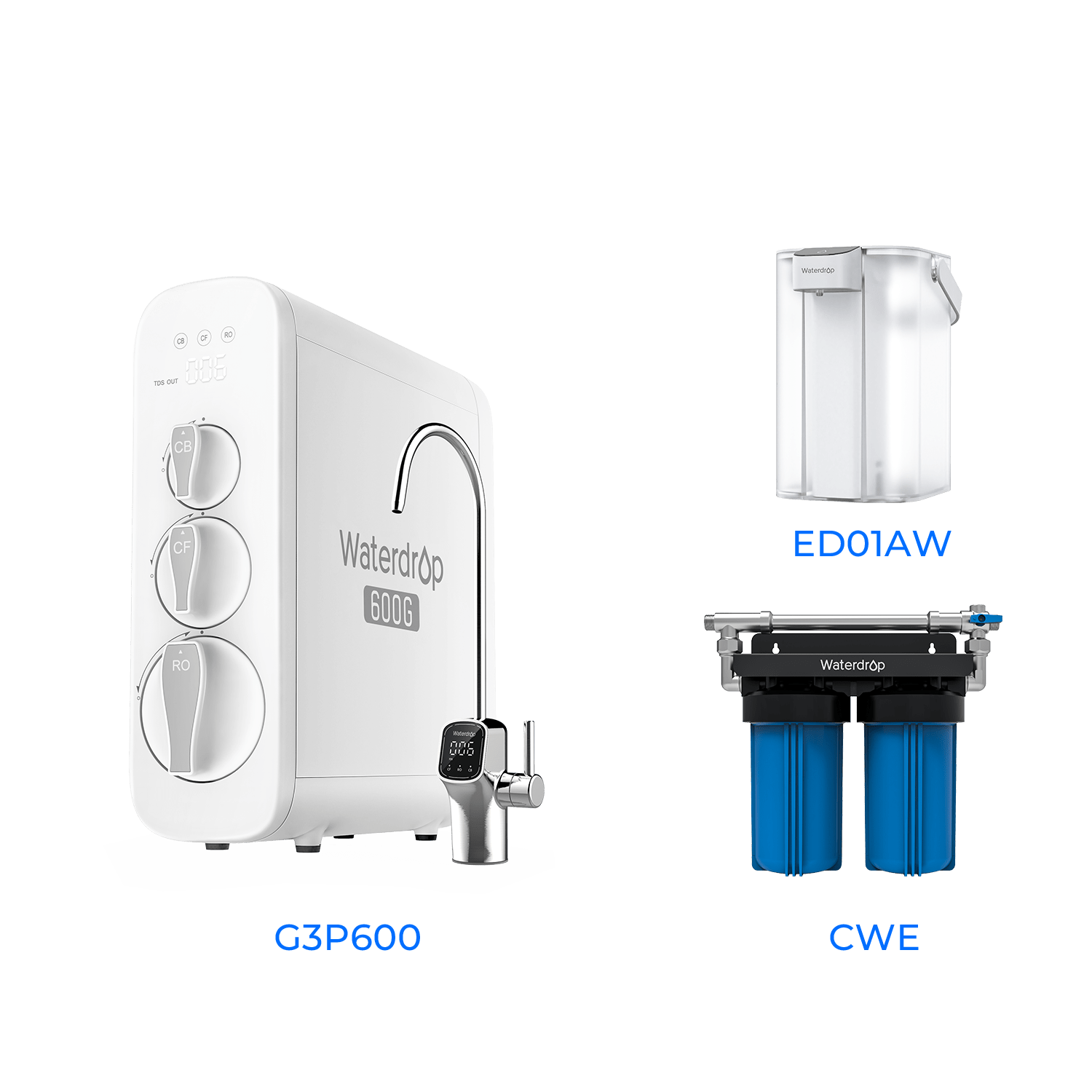 G3P600 Tankless Reverse Osmosis System - Waterdrop G3P600 Bundles Water Filters G3P600+CWE+ED01AW Luxury Appliances Direct