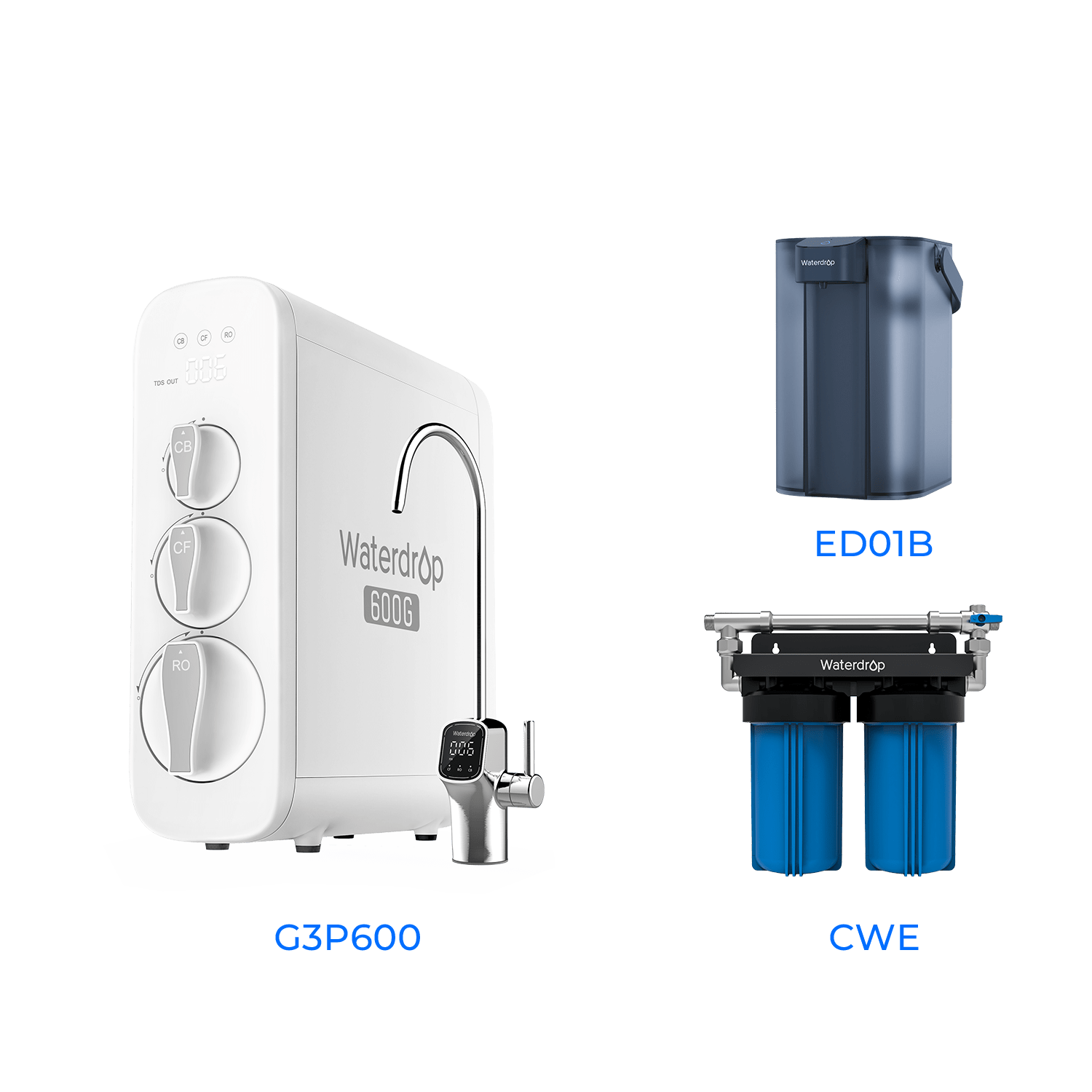 G3P600 Tankless Reverse Osmosis System - Waterdrop G3P600 Bundles Water Filters G3P600+CWE+ED01B Luxury Appliances Direct