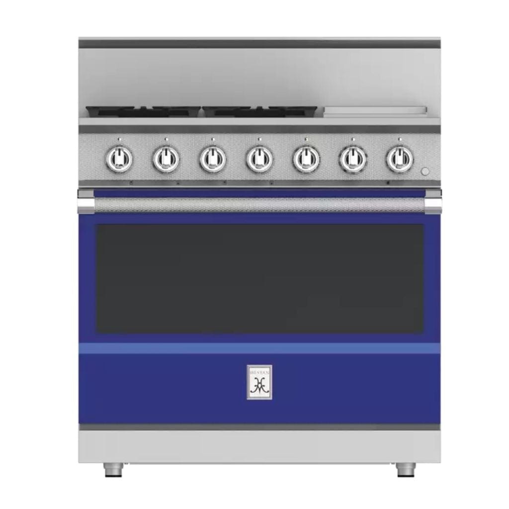 Hestan 36" 4-Burner All Gas Range with 12" Griddle - KRG Series KRG364GD-NG-BU Luxury Appliances Direct