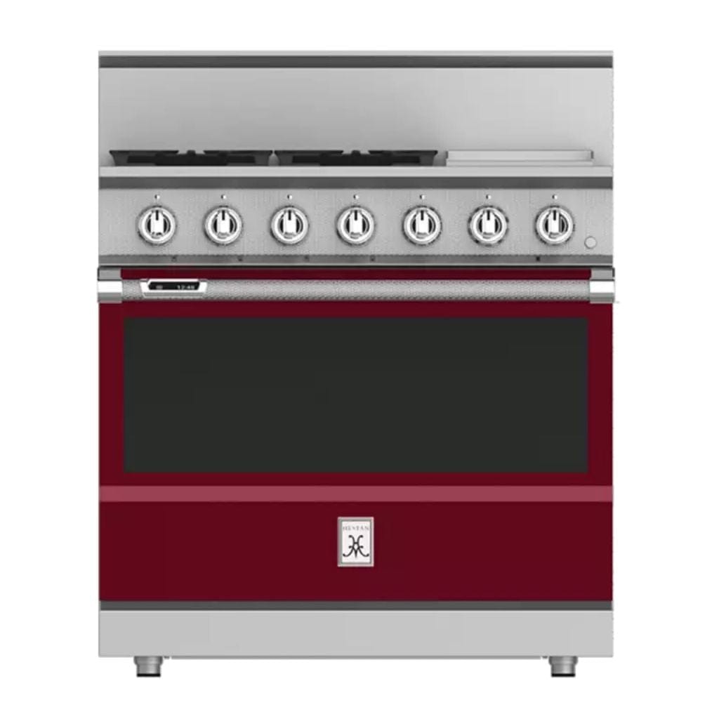 Hestan 36" 4-Burner Dual Fuel Range with 12" Griddle - KRD Series KRD364GD-NG-BG Luxury Appliances Direct