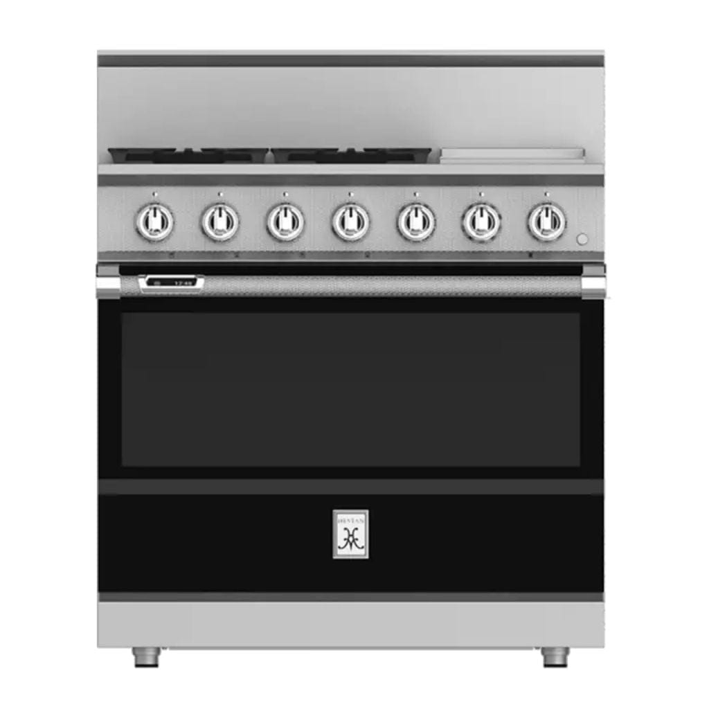 Hestan 36" 4-Burner Dual Fuel Range with 12" Griddle - KRD Series KRD364GD-NG-BK Luxury Appliances Direct