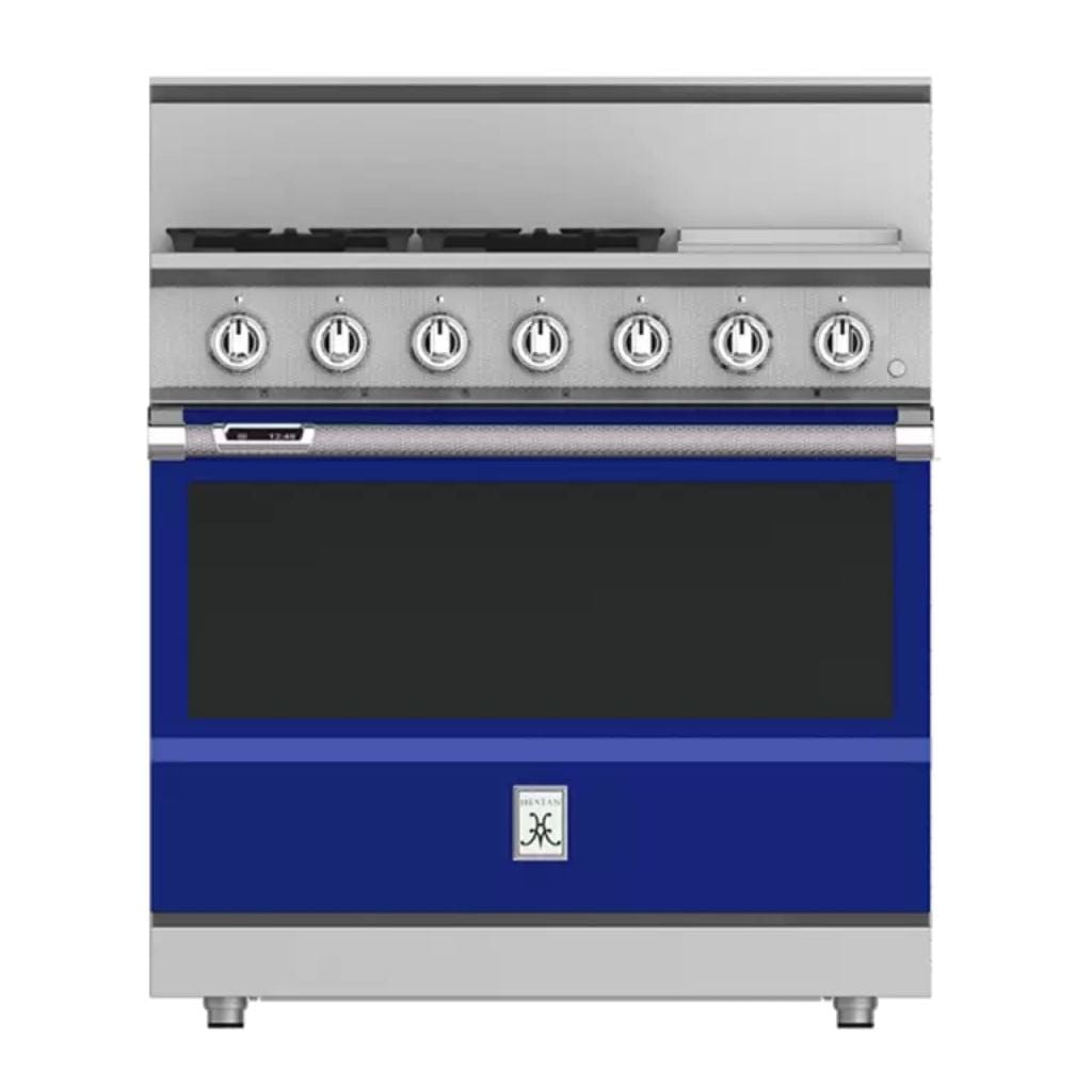 Hestan 36" 4-Burner Dual Fuel Range with 12" Griddle - KRD Series KRD364GD-NG-BU Luxury Appliances Direct