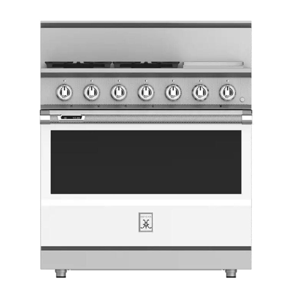 Hestan 36" 4-Burner Dual Fuel Range with 12" Griddle - KRD Series KRD364GD-NG-WH Luxury Appliances Direct