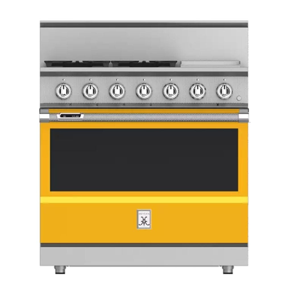 Hestan 36" 4-Burner Dual Fuel Range with 12" Griddle - KRD Series KRD364GD-NG-YW Luxury Appliances Direct