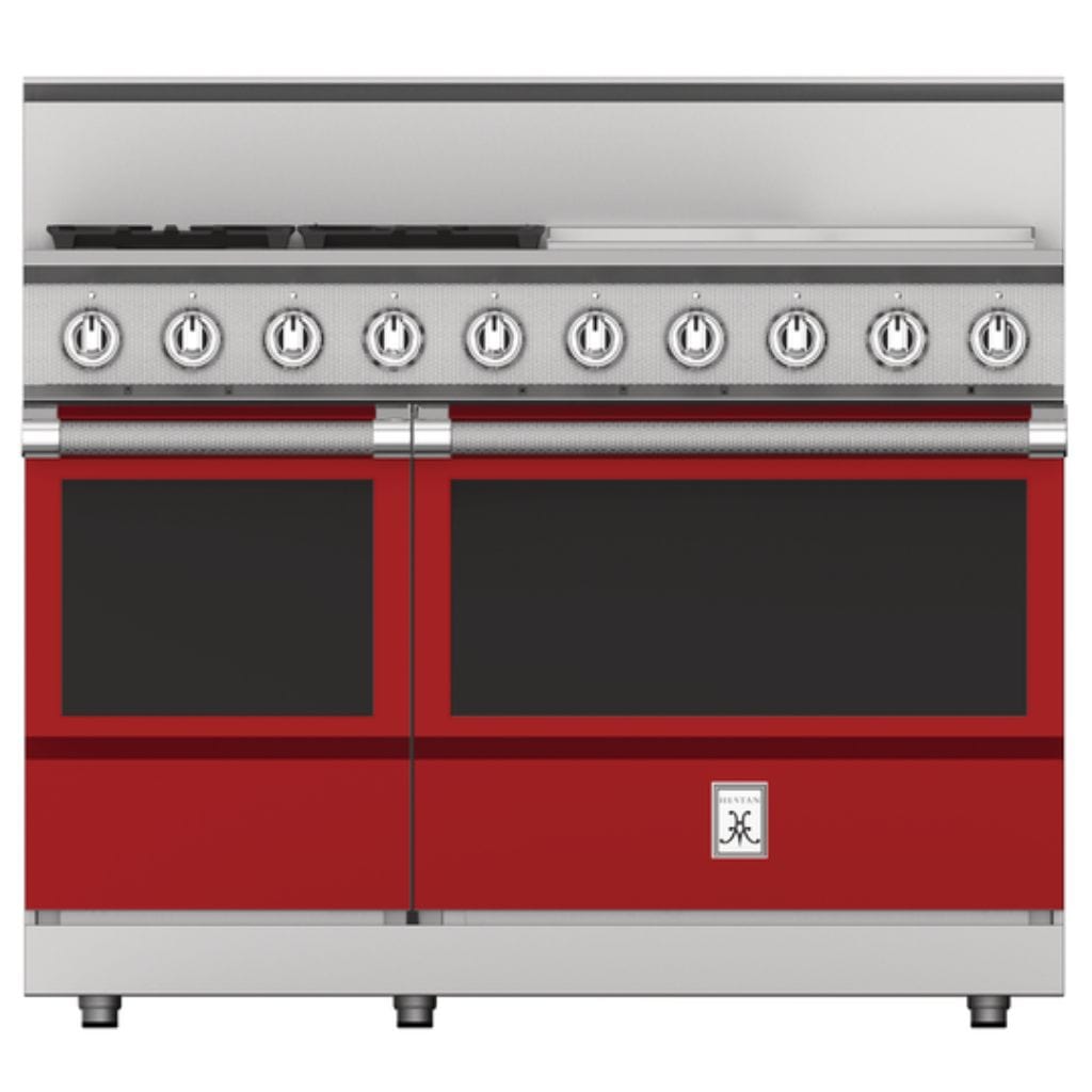 Hestan 48" 5-Burners Gas Range with 24" Griddle KRG484GD-NG-RD Luxury Appliances Direct