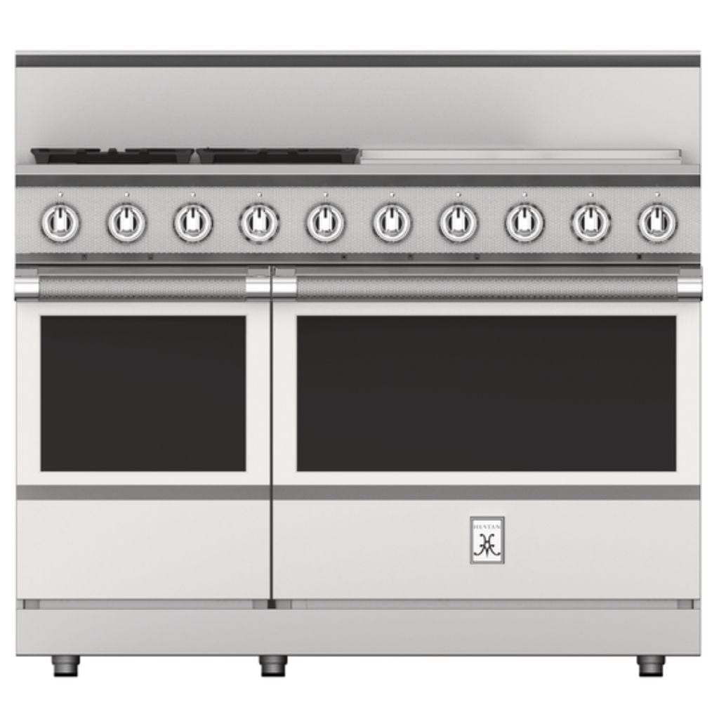 Hestan 48" 5-Burners Gas Range with 24" Griddle KRG484GD-NG-WH Luxury Appliances Direct