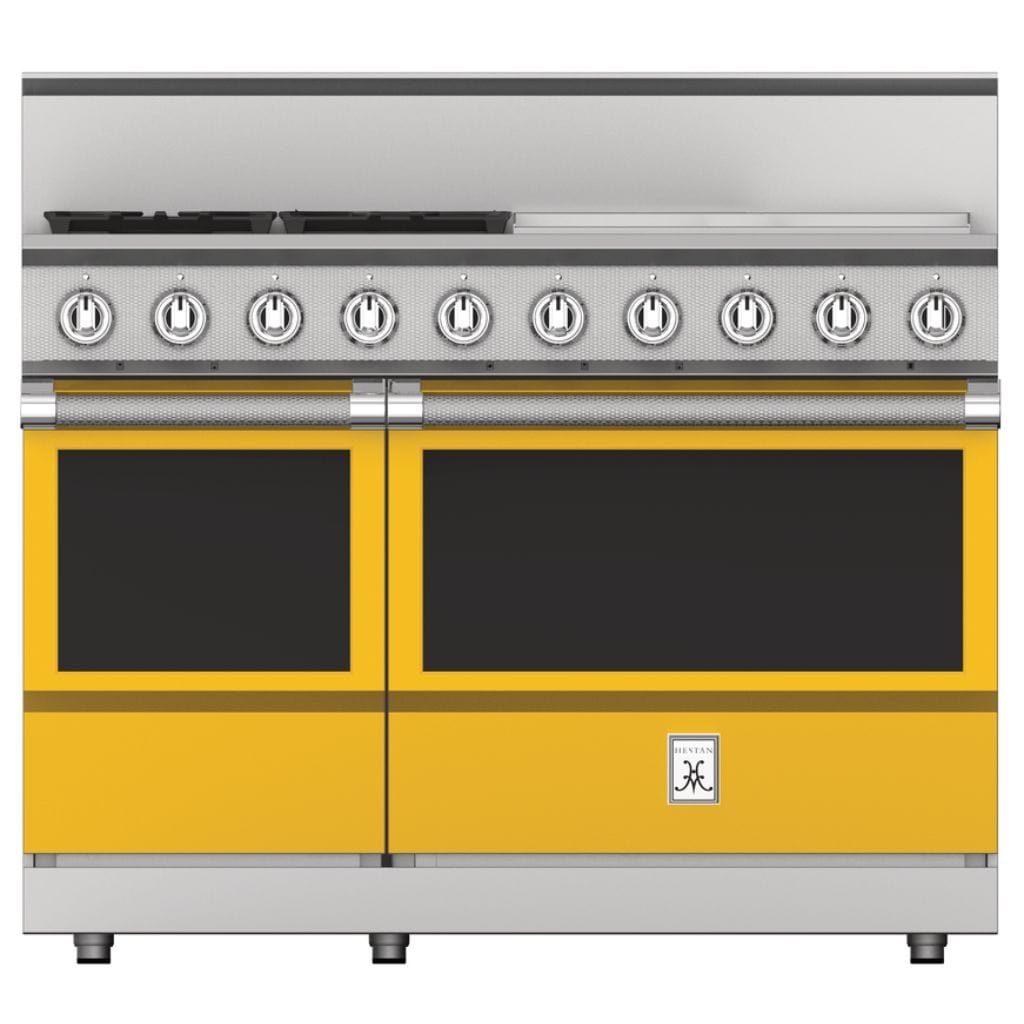 Hestan 48" 5-Burners Gas Range with 24" Griddle KRG484GD-NG-YW Luxury Appliances Direct