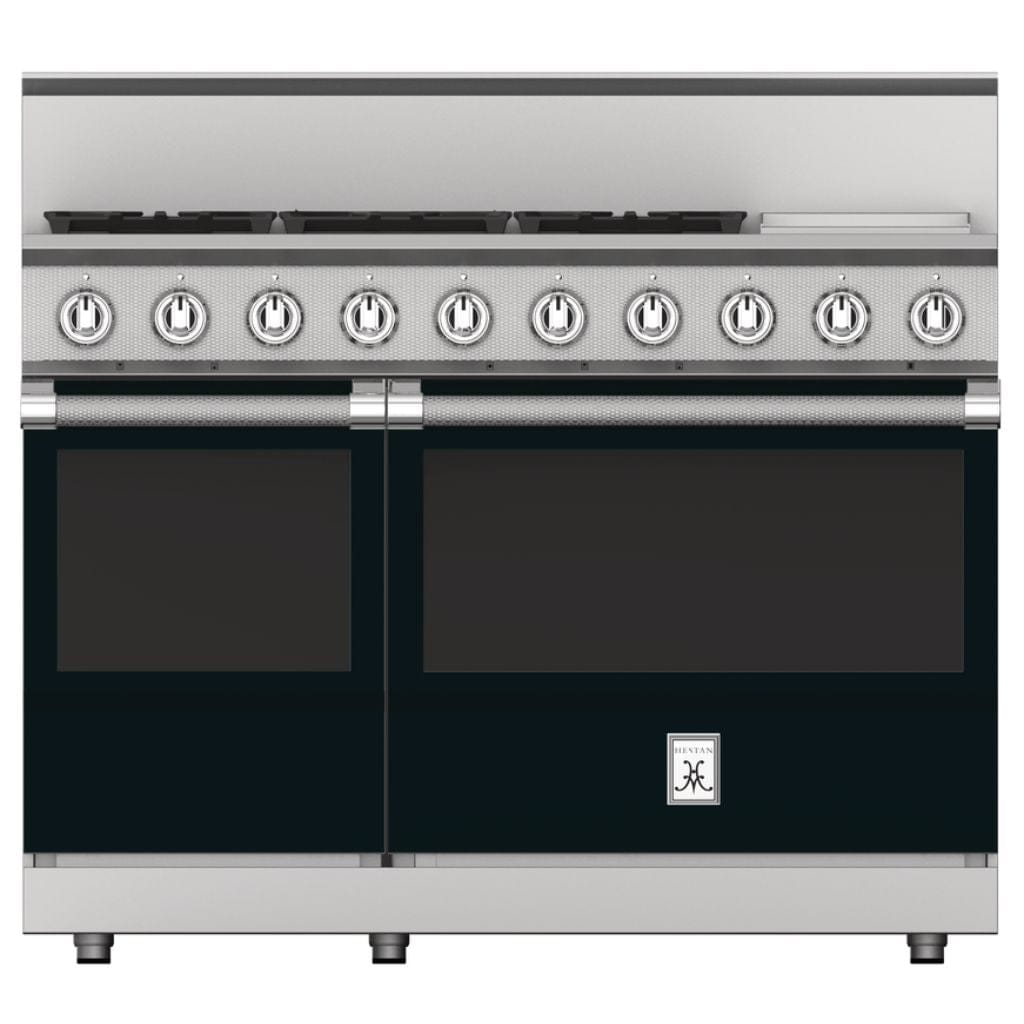 Hestan 48" Gas Range 5 Burners with Griddle KRG485GD-NG-BK Luxury Appliances Direct