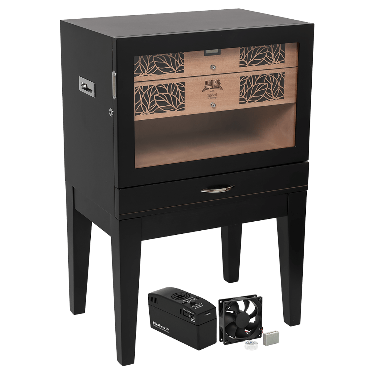 Humidor Supreme Baltazar II End Table Humidor HS-520BLK Cigar Humidors HS-520BLK Luxury Appliances Direct