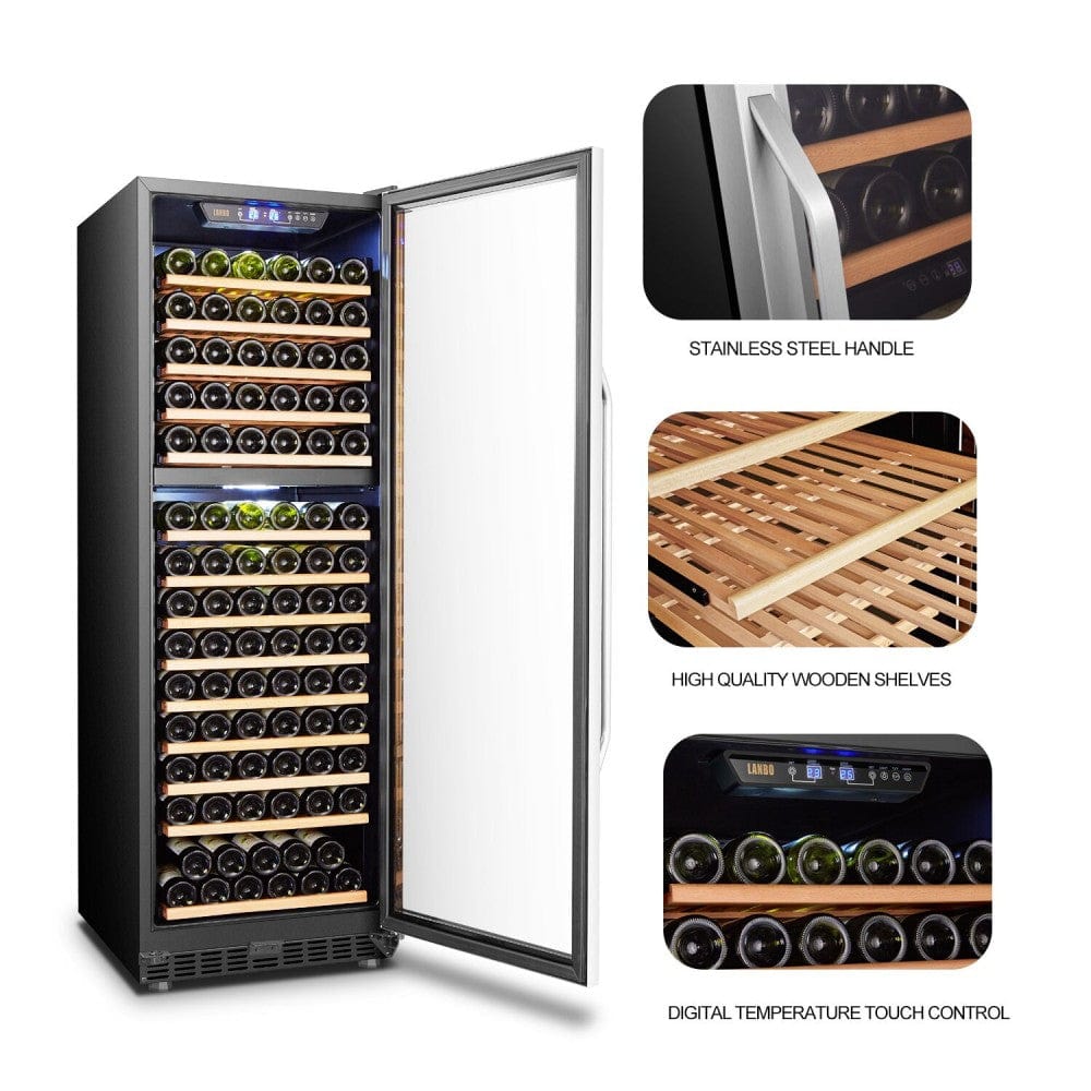 Lanbo 160 Bottles Dual Zone Stainless Steel Wine Coolers LW165D Wine Coolers LW165D Luxury Appliances Direct