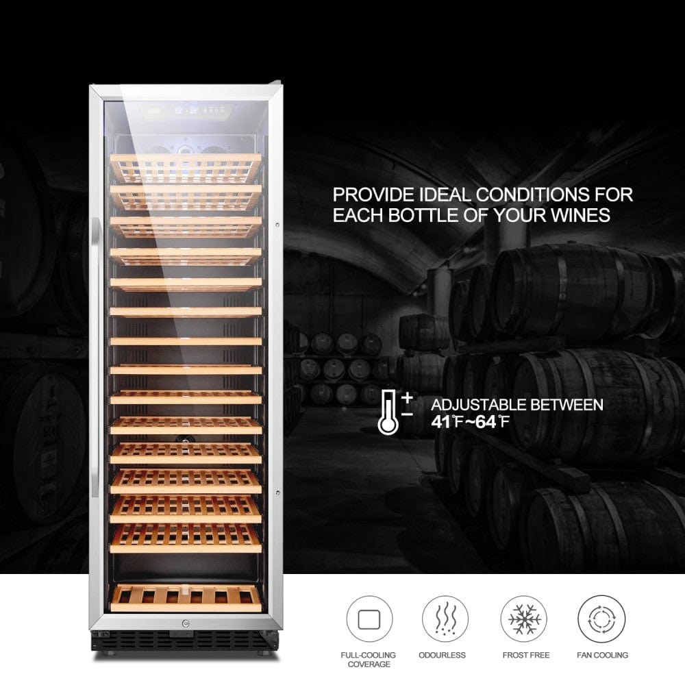 Lanbo 171 Bottles Single Zone Stainless Steel Wine Coolers LW177S Wine Coolers LW177S Luxury Appliances Direct