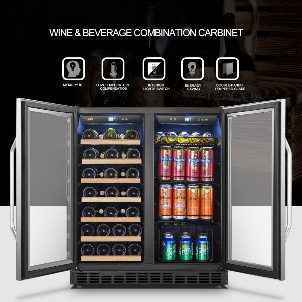 Lanbo 30" Dual Zone Wine and Beverage Coolers LW3370B Wine/Beverage Coolers Combo LW3370B Luxury Appliances Direct