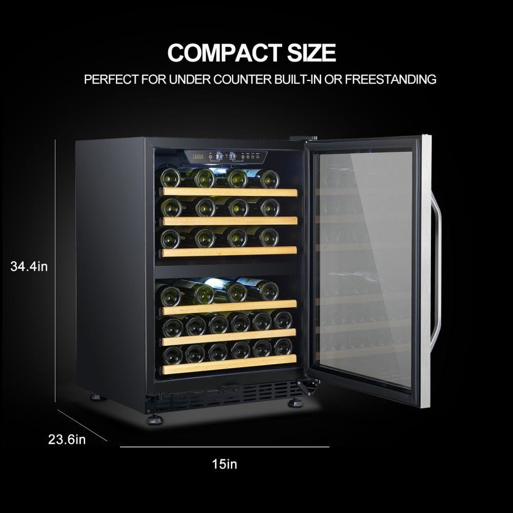 Lanbo 46 Bottles Dual Zone Stainless Steel Wine Coolers LW46D Wine Coolers LW46D Luxury Appliances Direct