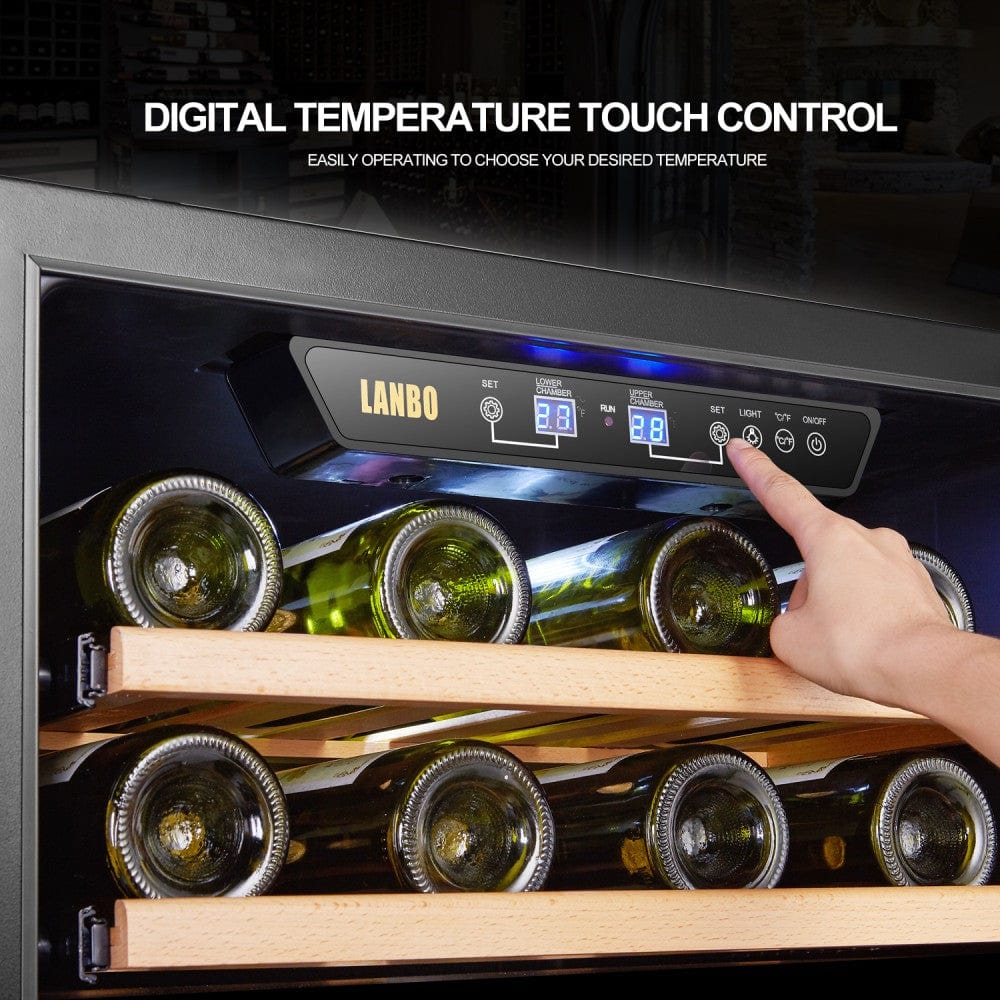 Lanbo 46 Bottles Dual Zone Stainless Steel Wine Coolers LW46D Wine Coolers LW46D Luxury Appliances Direct