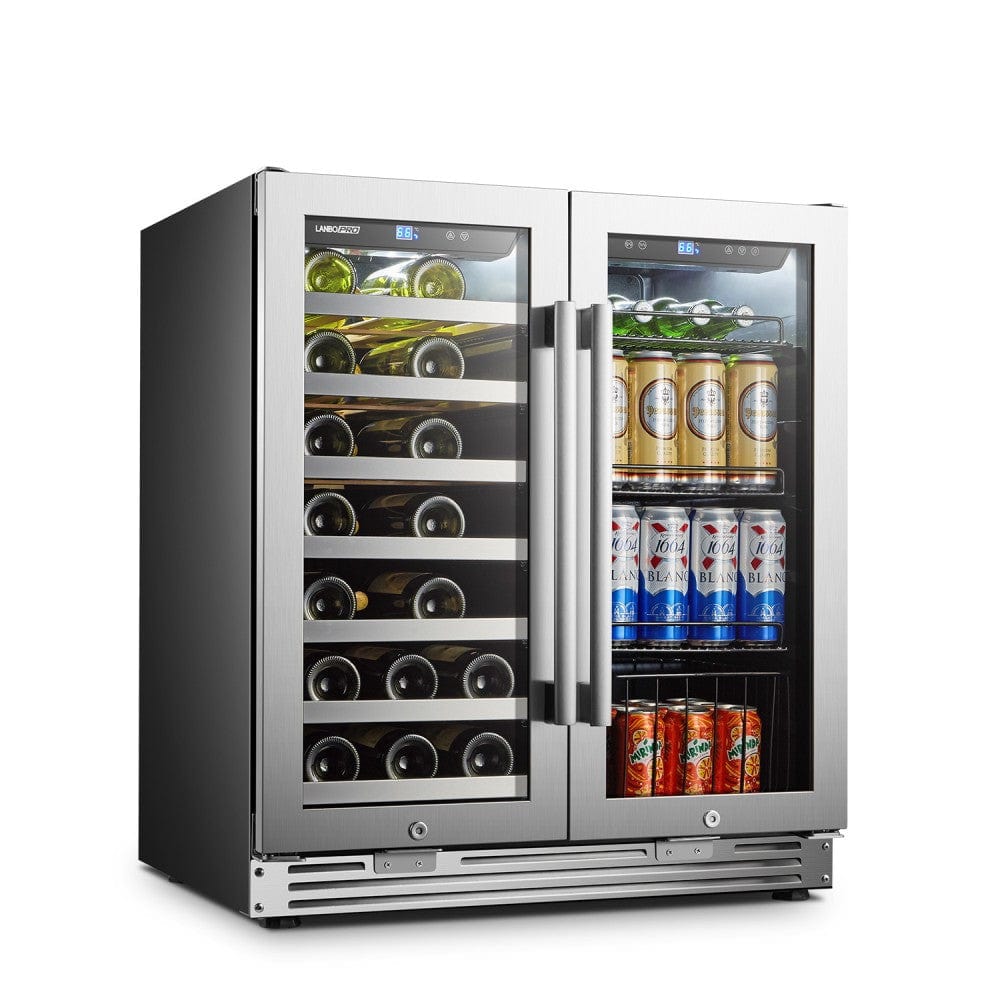 Lanbo Pro 30"  Dual Zone Stainless Steel Wine and Beverage Coolers LP66B Wine/Beverage Coolers Combo LP66B Luxury Appliances Direct