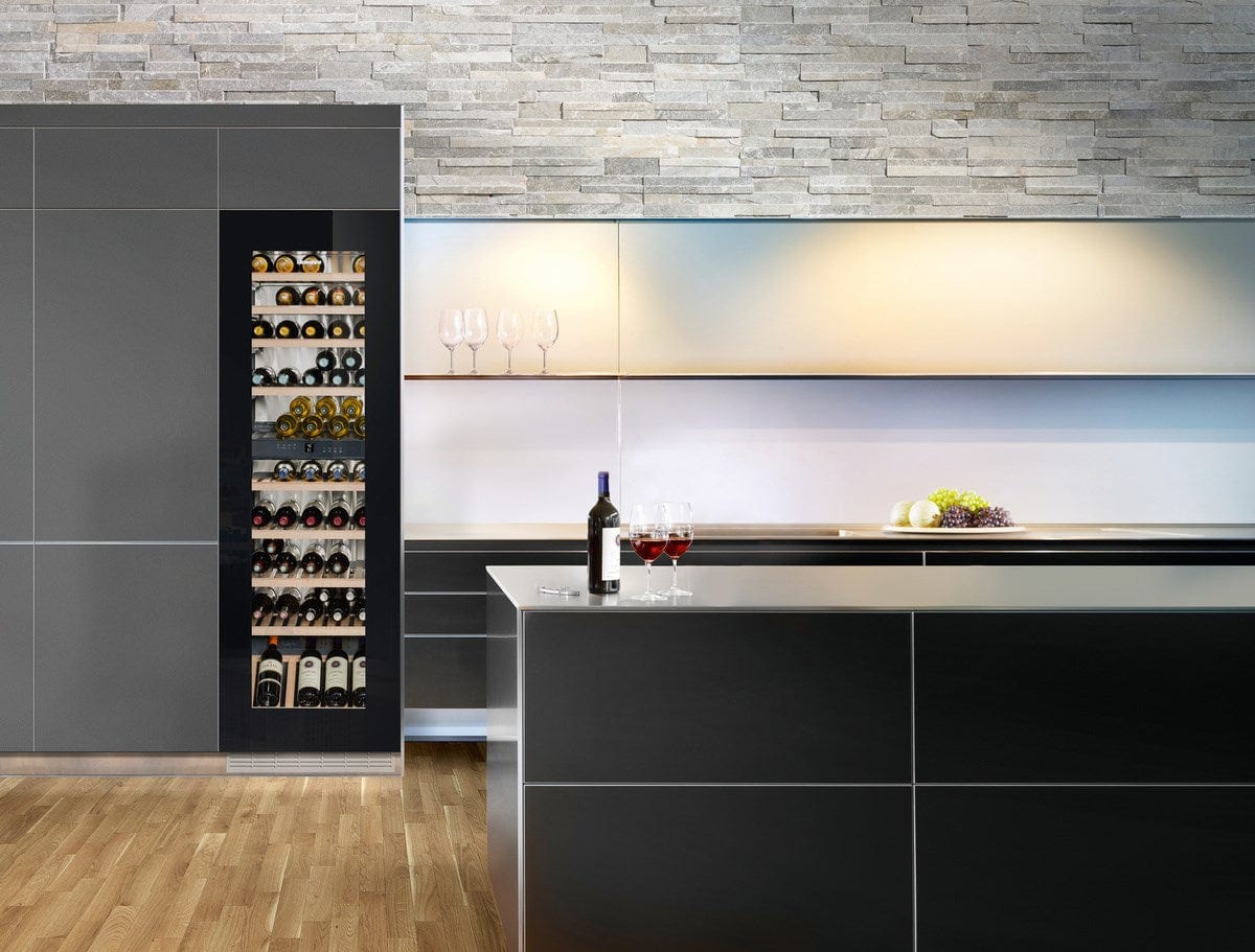 Liebherr HWGB 8300 Built-in Fully Integrated Black Glass Wine Cabinet Wine Coolers HWGB 8300 Luxury Appliances Direct