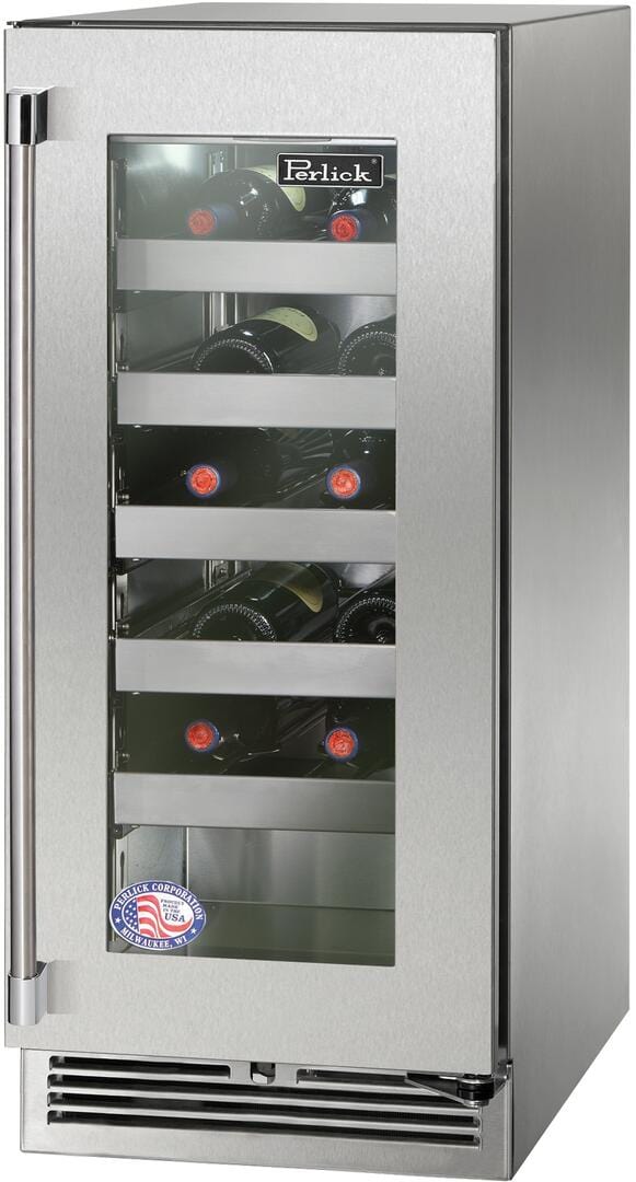 Perlick 15 inch Right Hinge Single Zone Built-In Wine Cooler HP15WM-4-3R Wine Coolers HP15WM-4-3R Luxury Appliances Direct