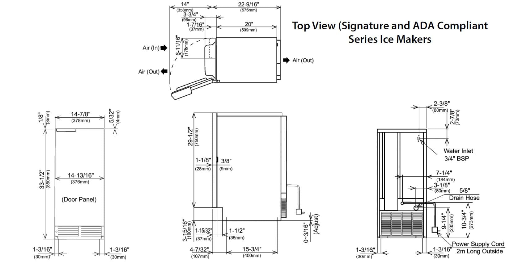 Perlick 15 inch Series Outdoor Built-In Ice Maker H50IMS Ice Makers Luxury Appliances Direct