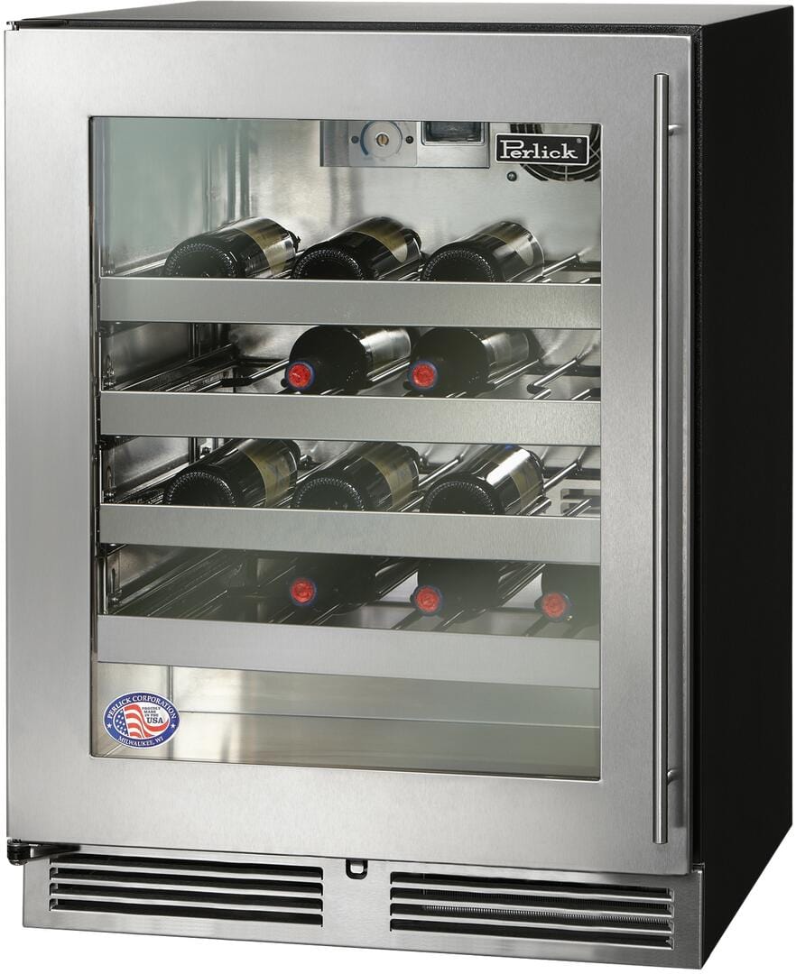 Perlick 24-Inch 32 Bottle Built-In Single Zone Wine Cooler HA24WB-4-3 Wine Coolers HA24WB-4-3L Luxury Appliances Direct