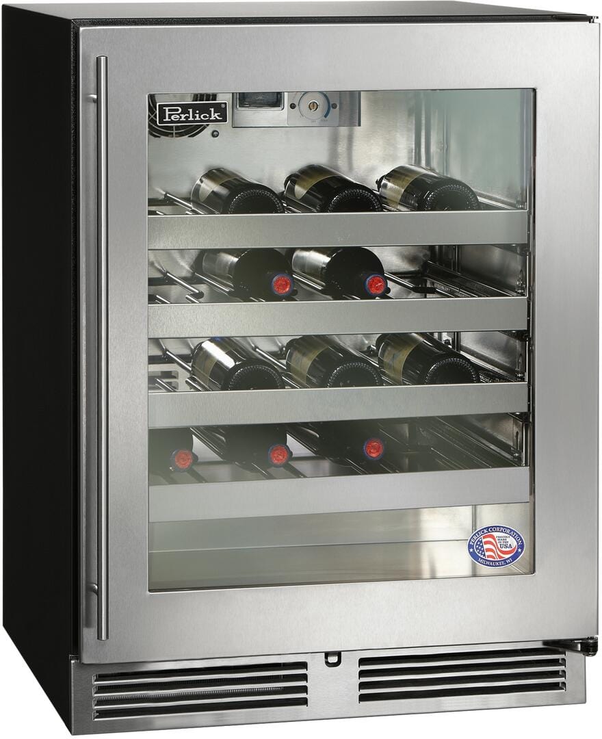 Perlick 24-Inch 32 Bottle Built-In Single Zone Wine Cooler HA24WB-4-3 Wine Coolers HA24WB-4-3R Luxury Appliances Direct