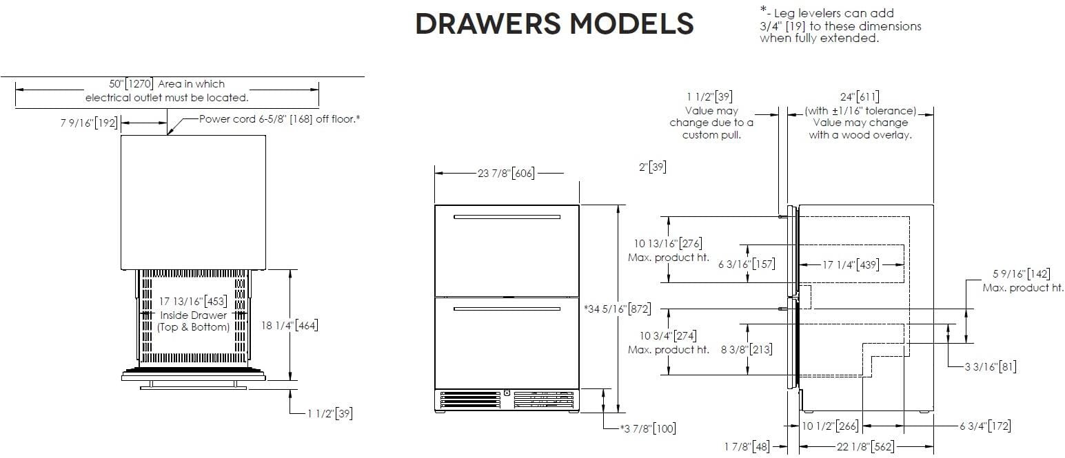 Perlick 24 inch C Series Counter Depth Drawer Refrigerator HC24RO-4-5 Refrigerators Luxury Appliances Direct