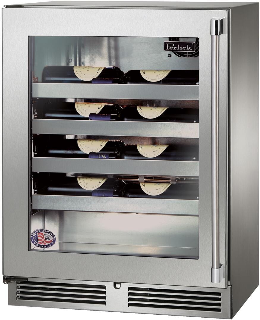 Perlick 24 inch Signature Series 20 Bottle Wine Cooler HH24WO-4-3 Wine Coolers HH24WO-4-3L Luxury Appliances Direct