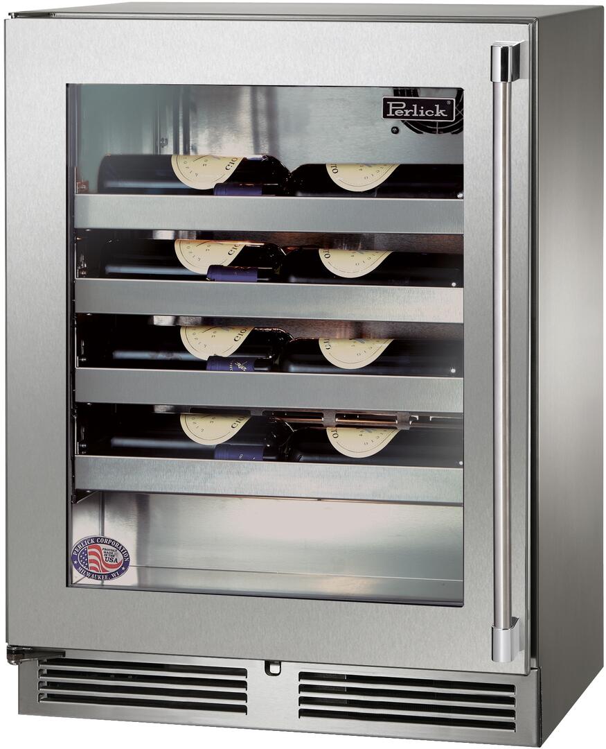 Perlick 24 inch Signature Series 20 Bottle Wine Cooler HH24WS-4-3 Wine Coolers HH24WS-4-3L Luxury Appliances Direct