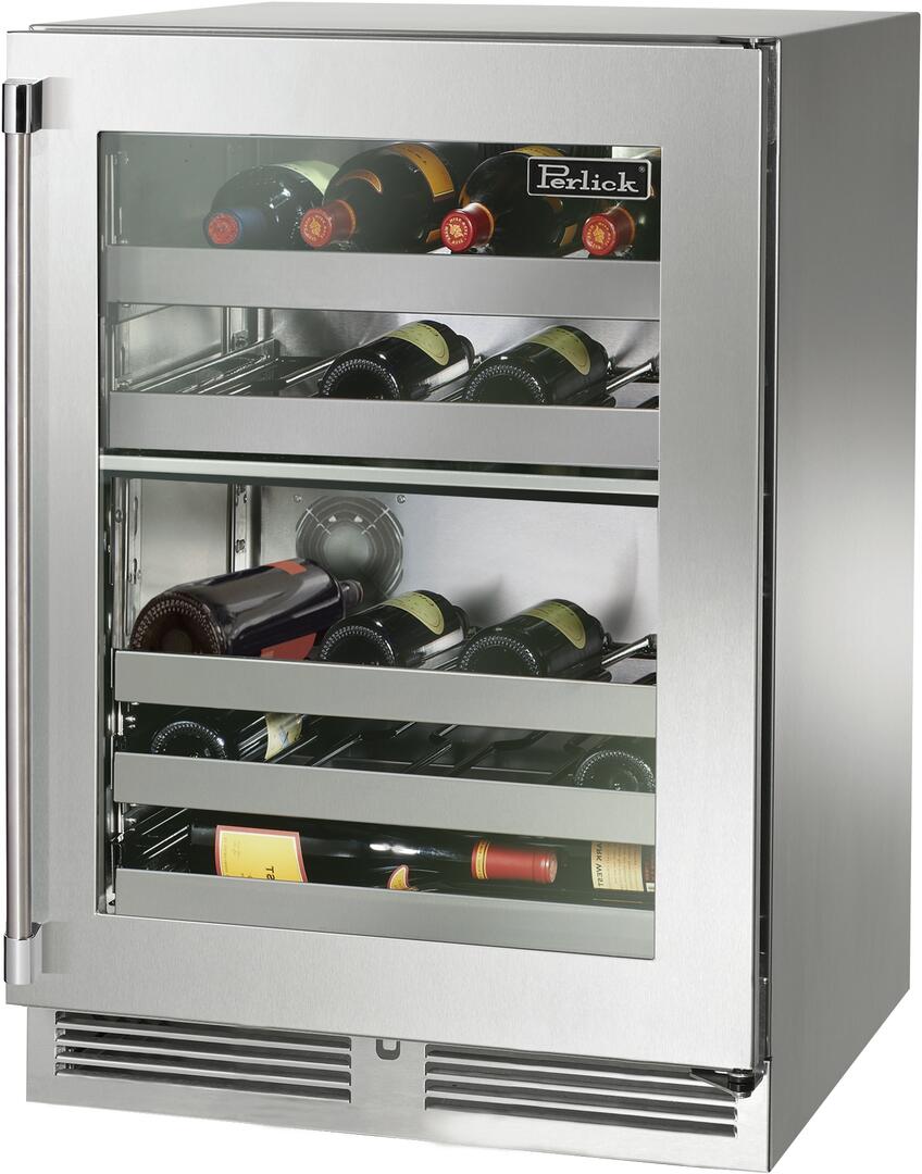 Perlick 24 inch Signature Series 32 Bottle Wine Cooler HP24DS-4-3 Wine Coolers HP24DS-4-3R Luxury Appliances Direct